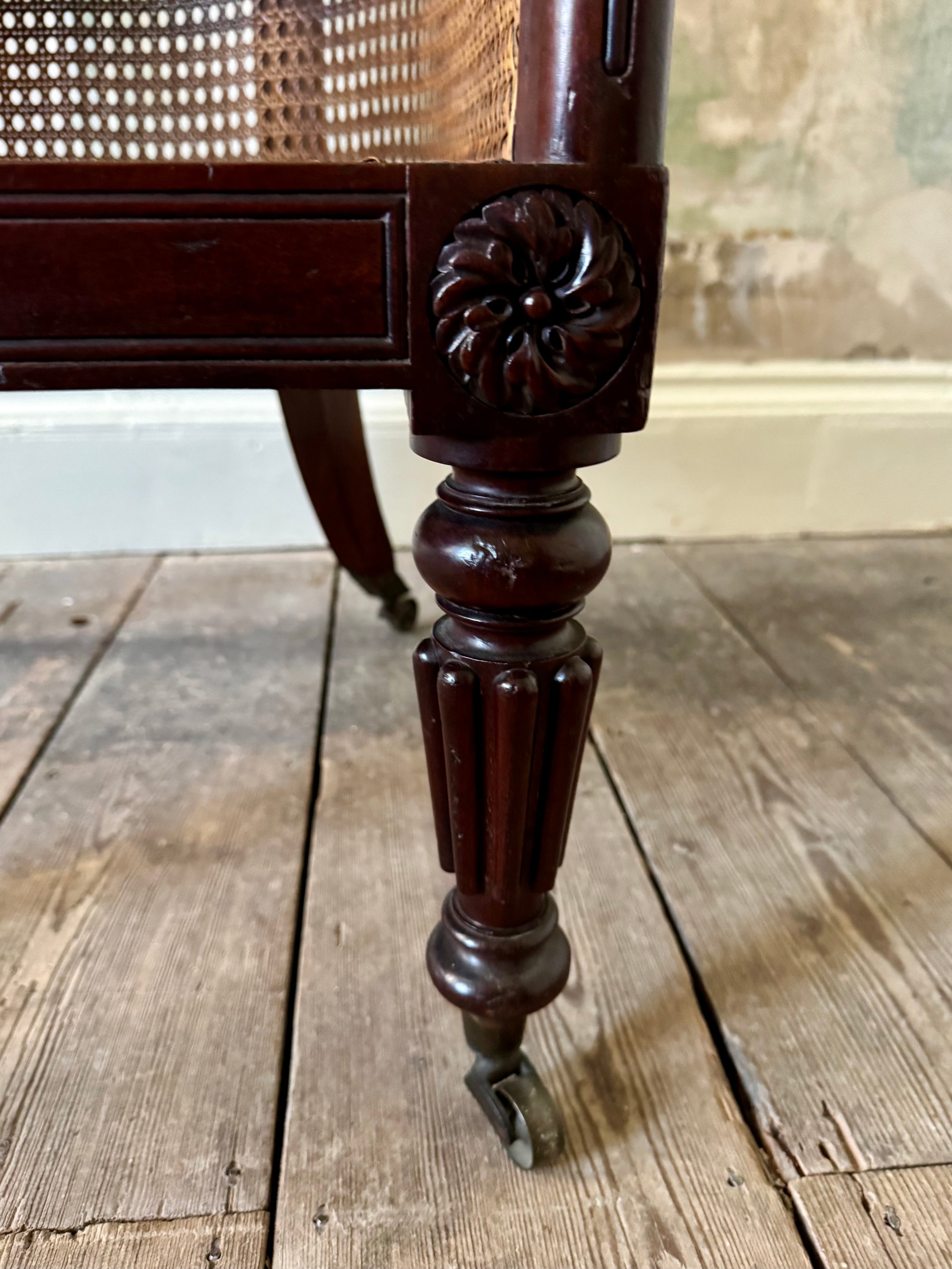 A Regency Mahogany Bergere Armchair Attributed to George Bullock