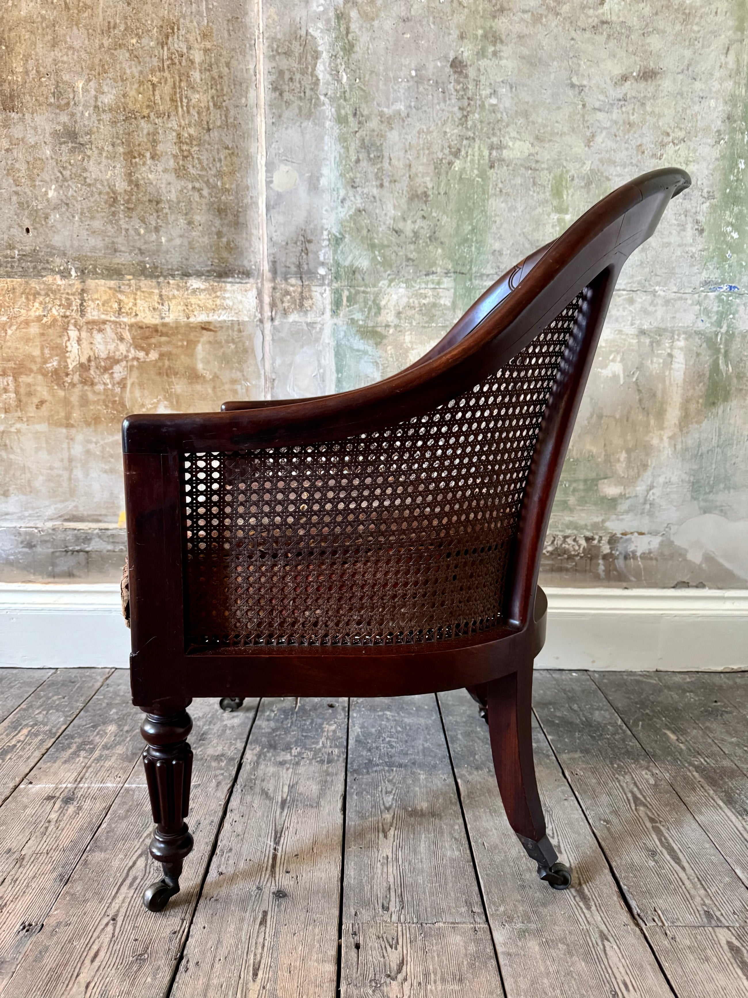 A Regency Mahogany Bergere Armchair Attributed to George Bullock