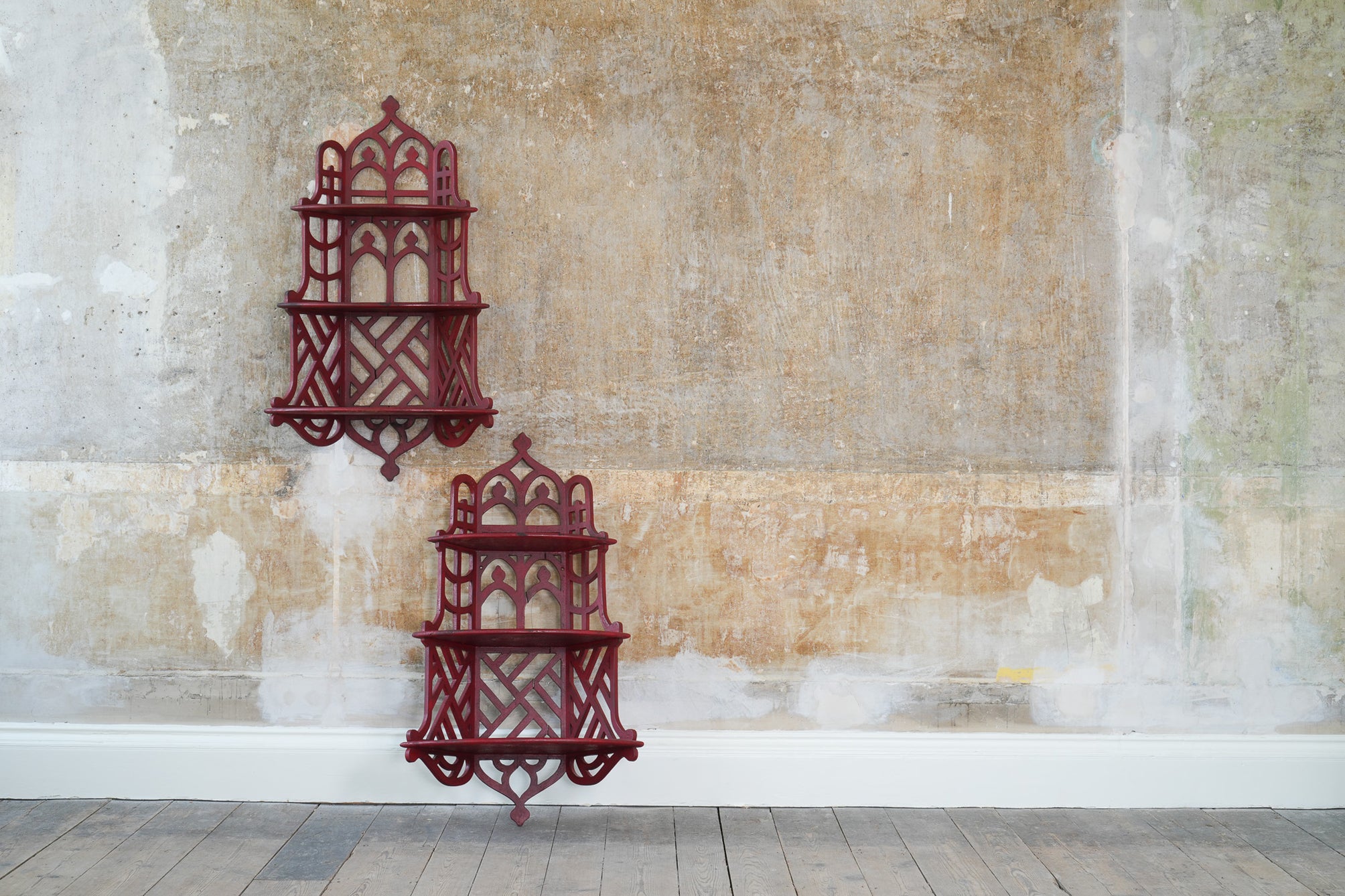 A Pair of Chinese Chippendale Hanging Shelves