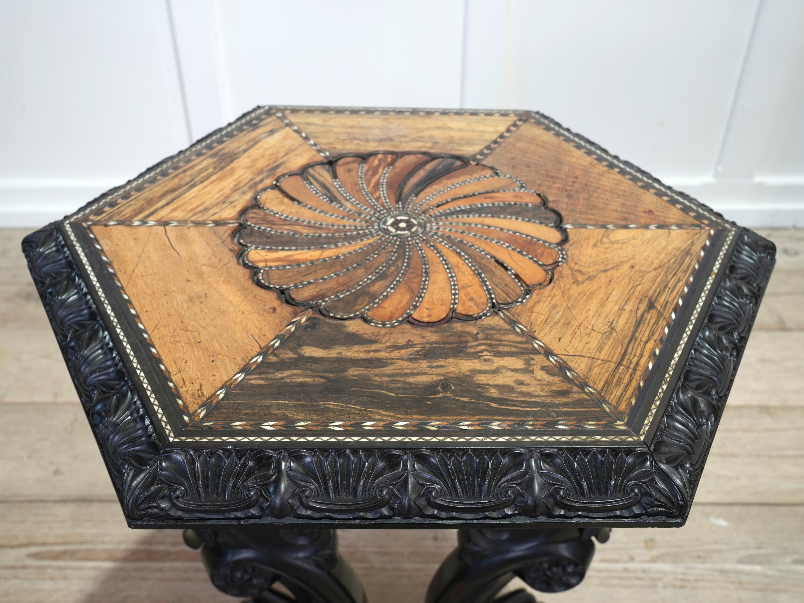 A Ceylonese Ebony & Specimen Wood Occasional Table