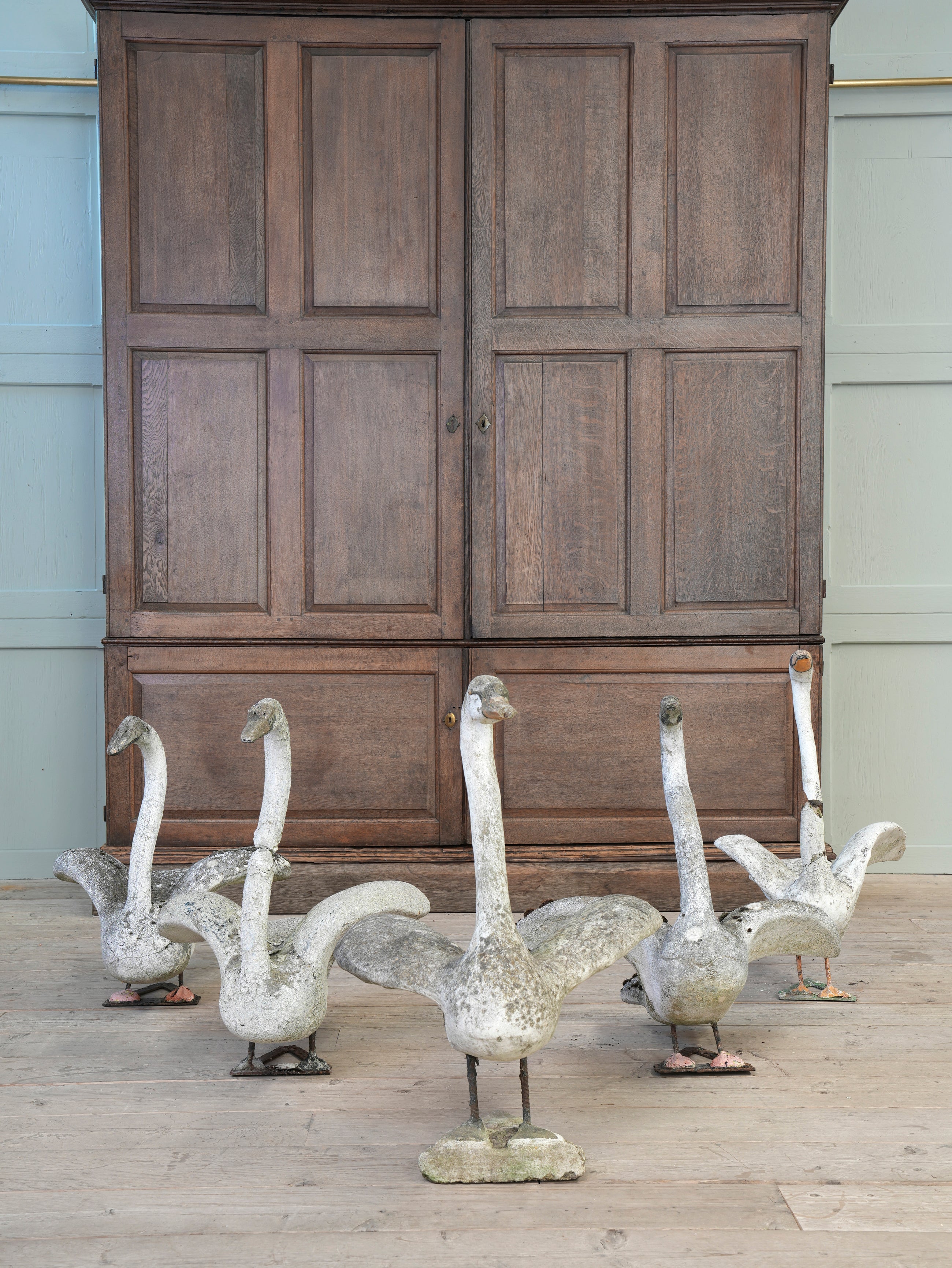 A Bevy of Composition Stone Swans
