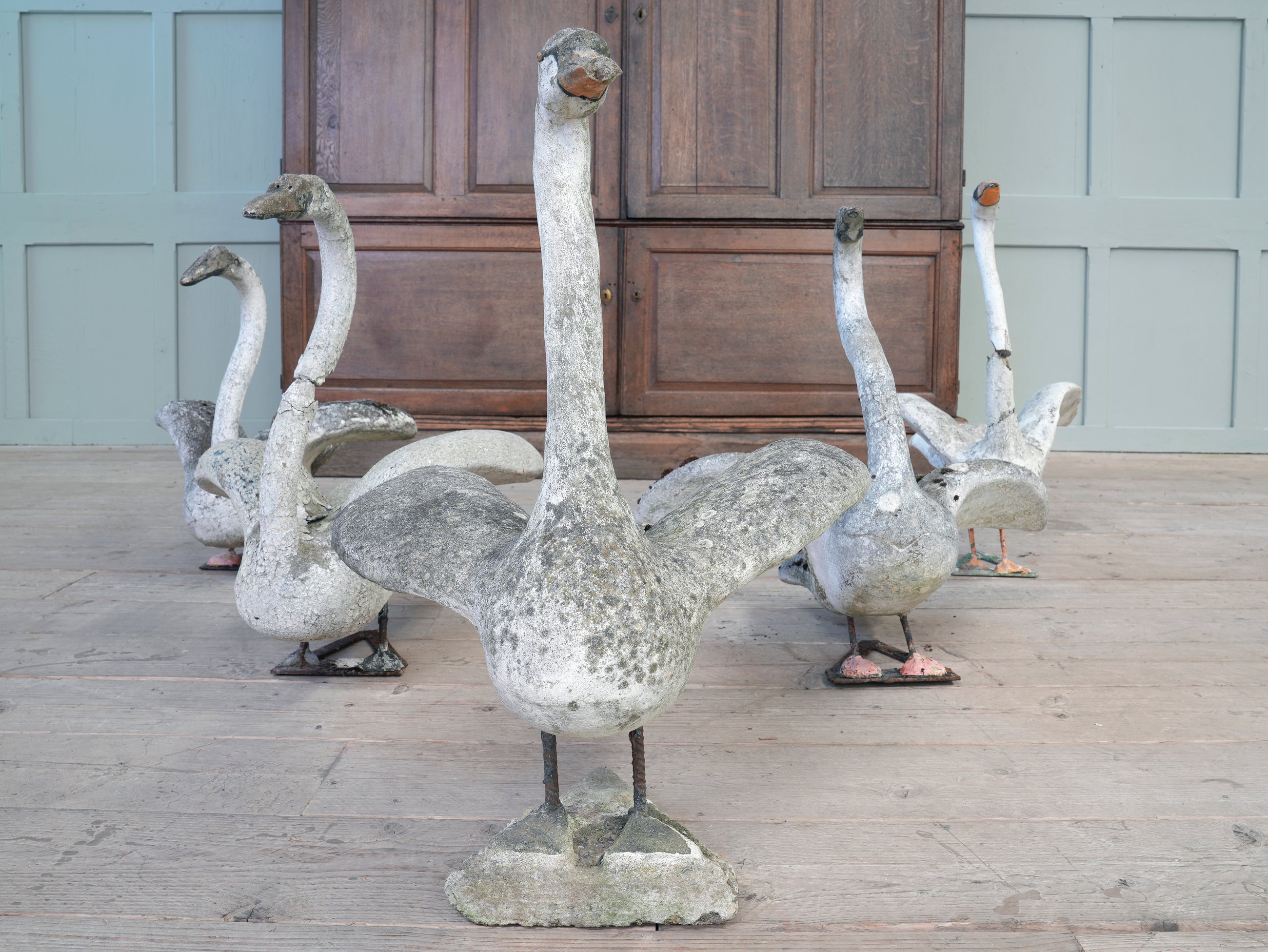 A Bevy of Composition Stone Swans