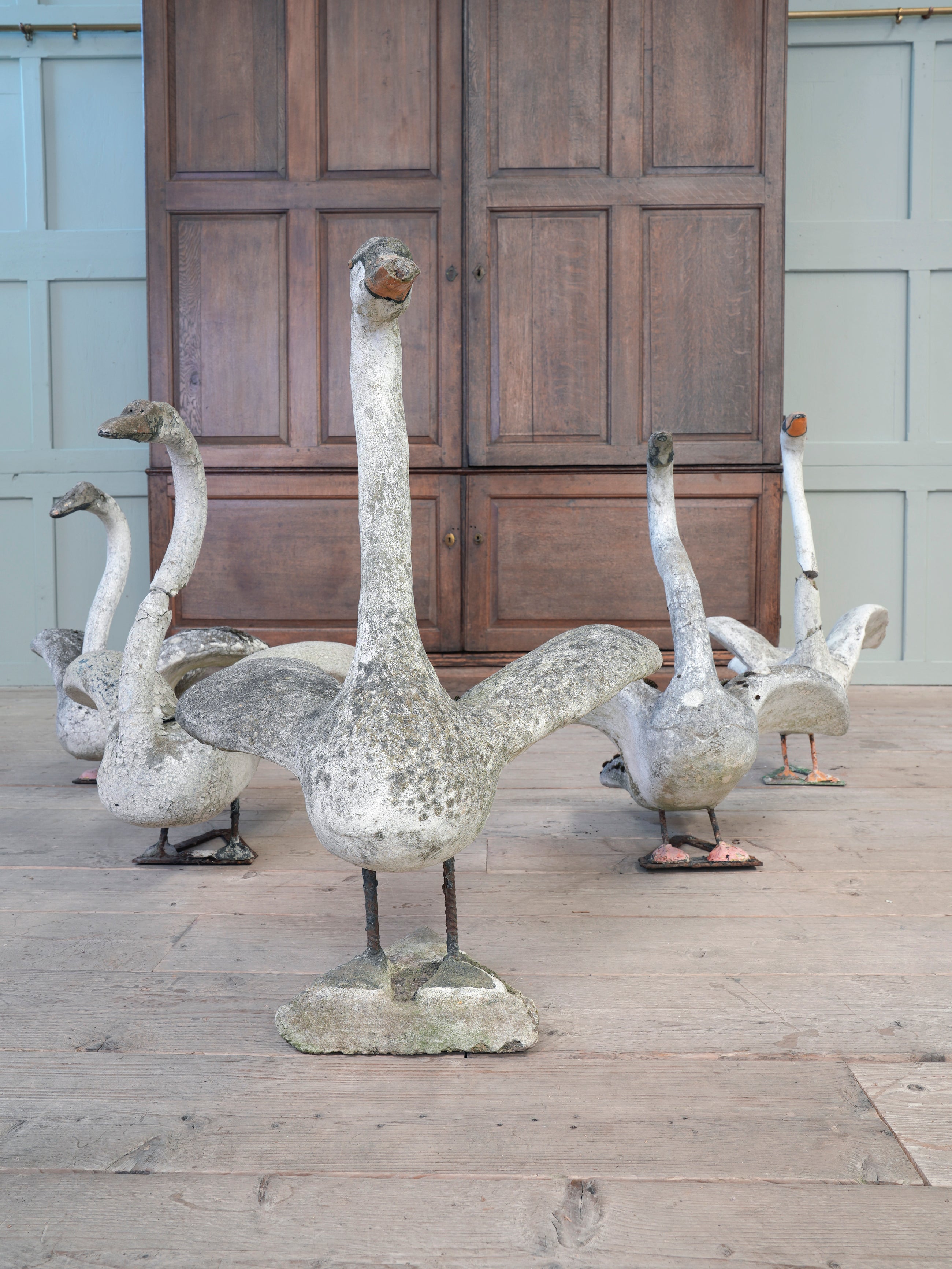 A Bevy of Composition Stone Swans