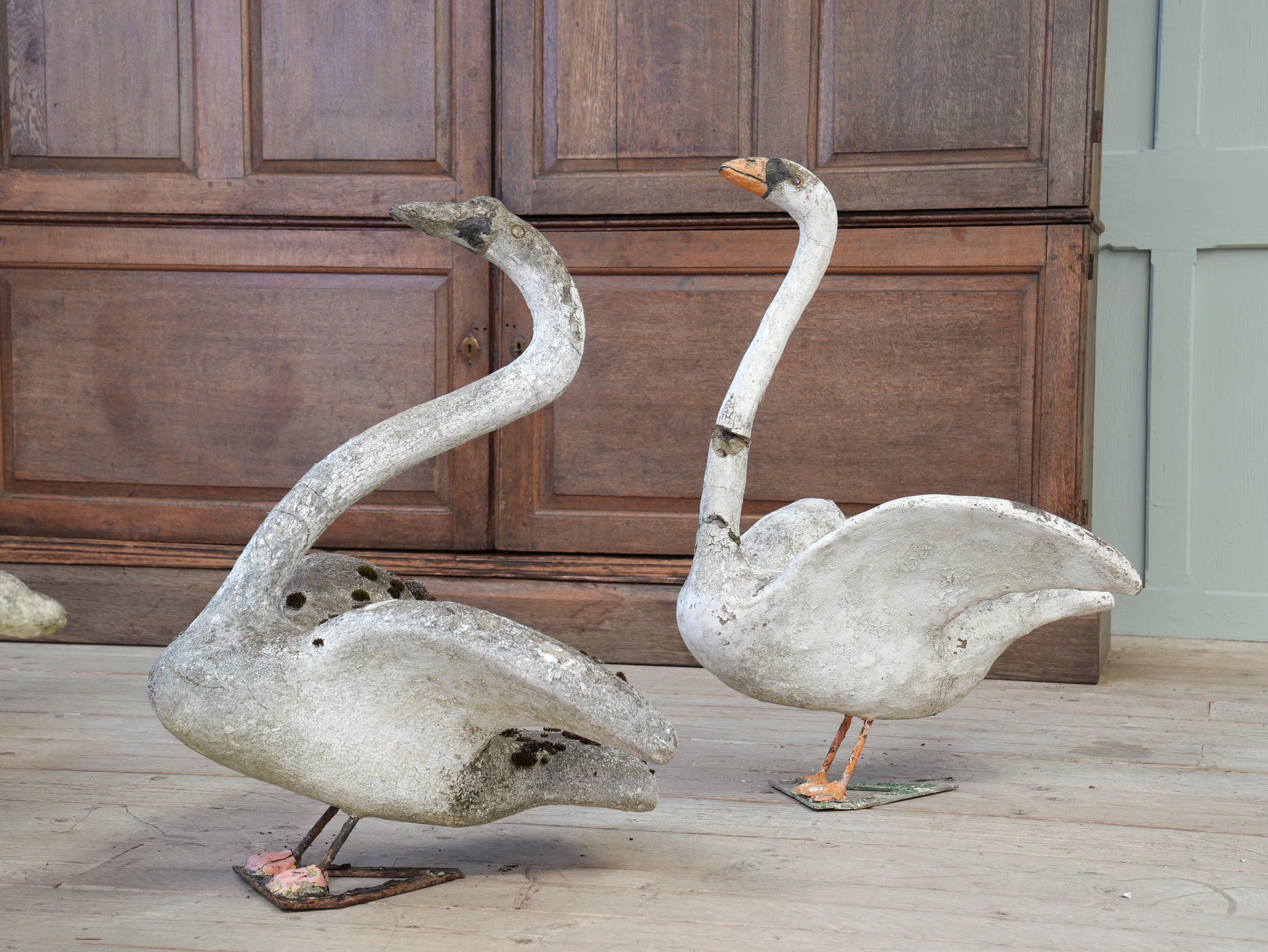 A Bevy of Composition Stone Swans