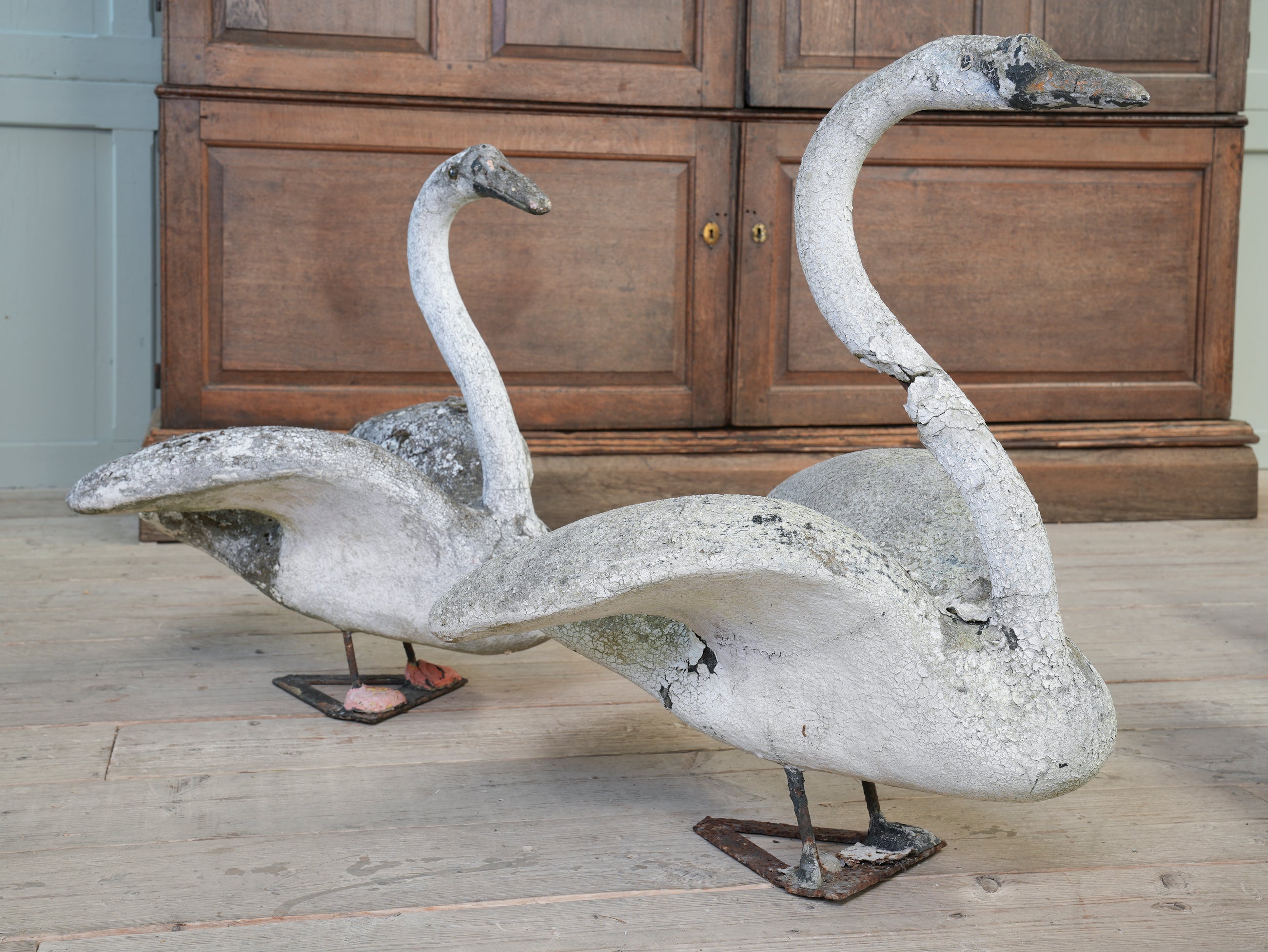A Bevy of Composition Stone Swans