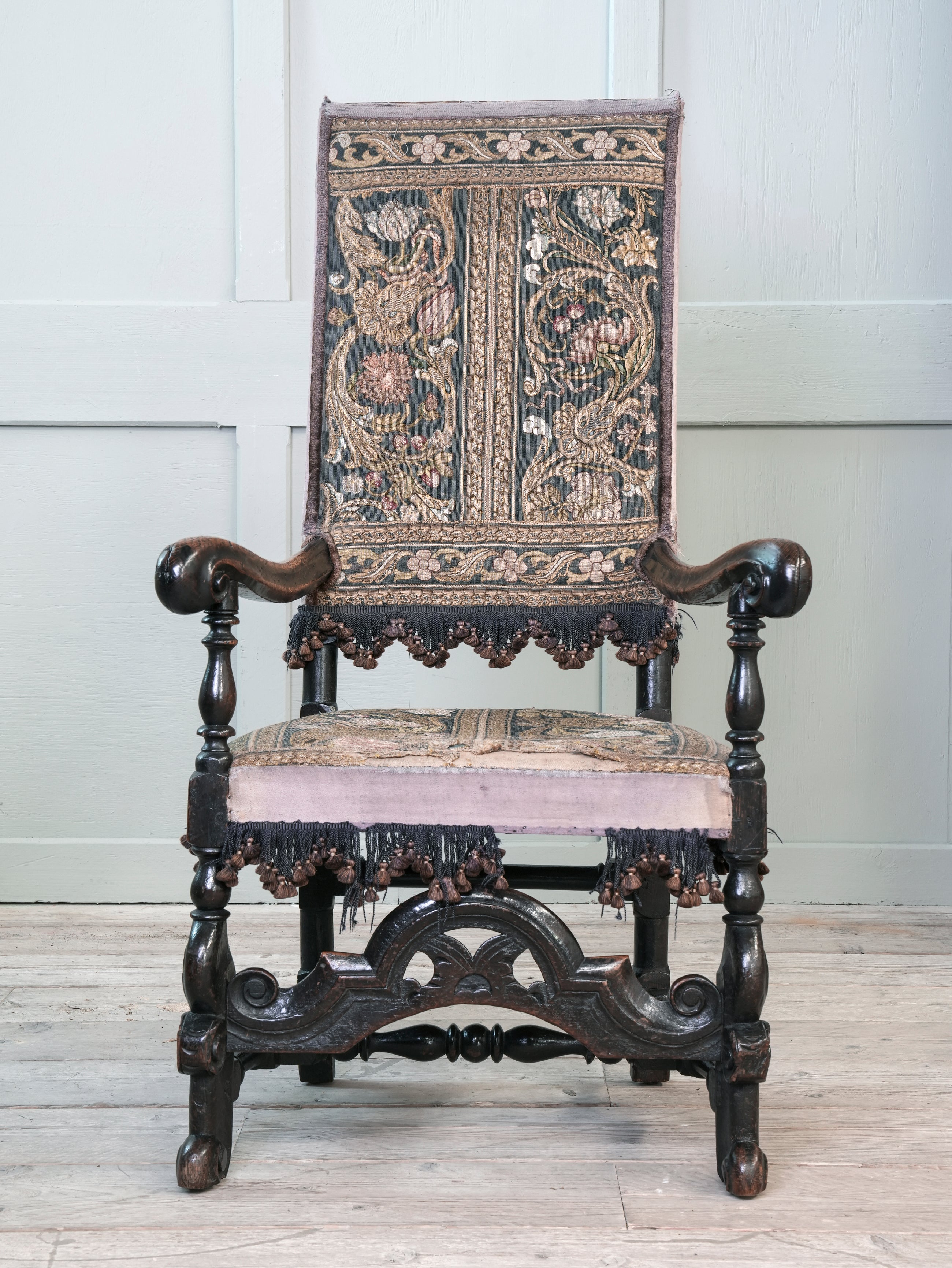 A Charles II Walnut Armchair