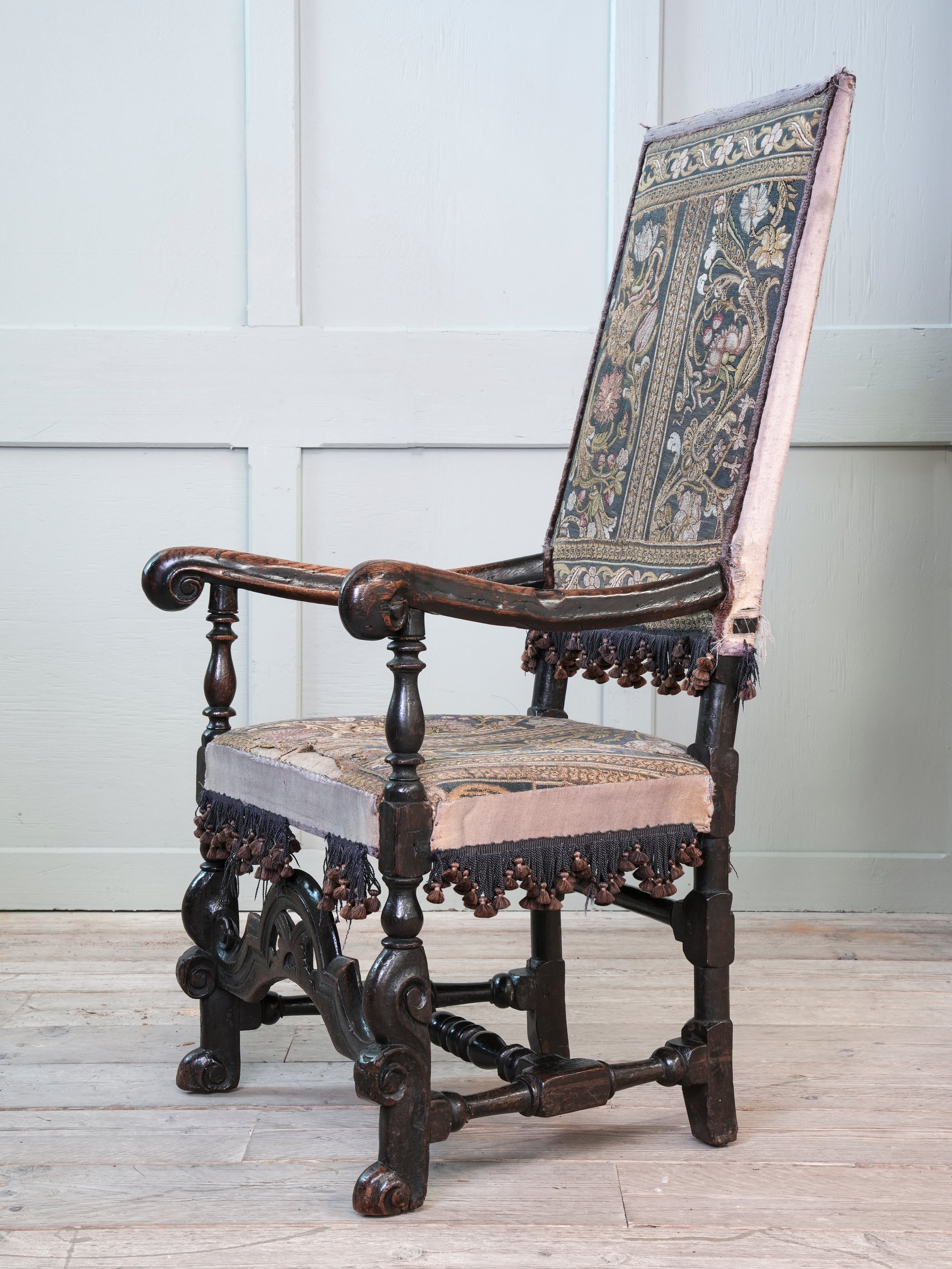 A Charles II Walnut Armchair
