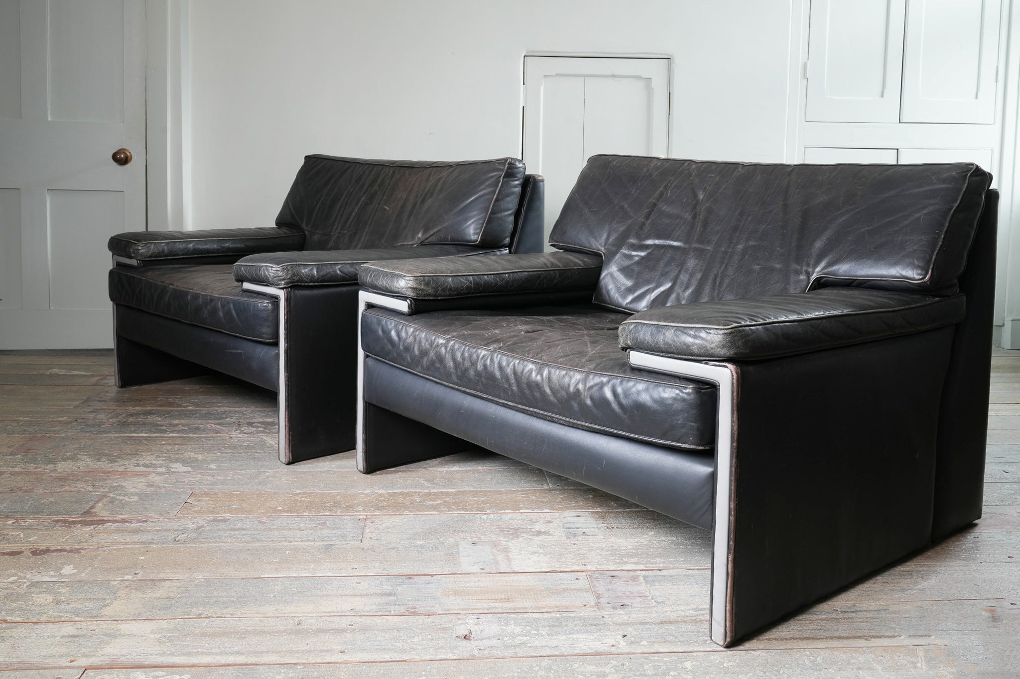 Two Large Leather Artifort Lounge Chairs