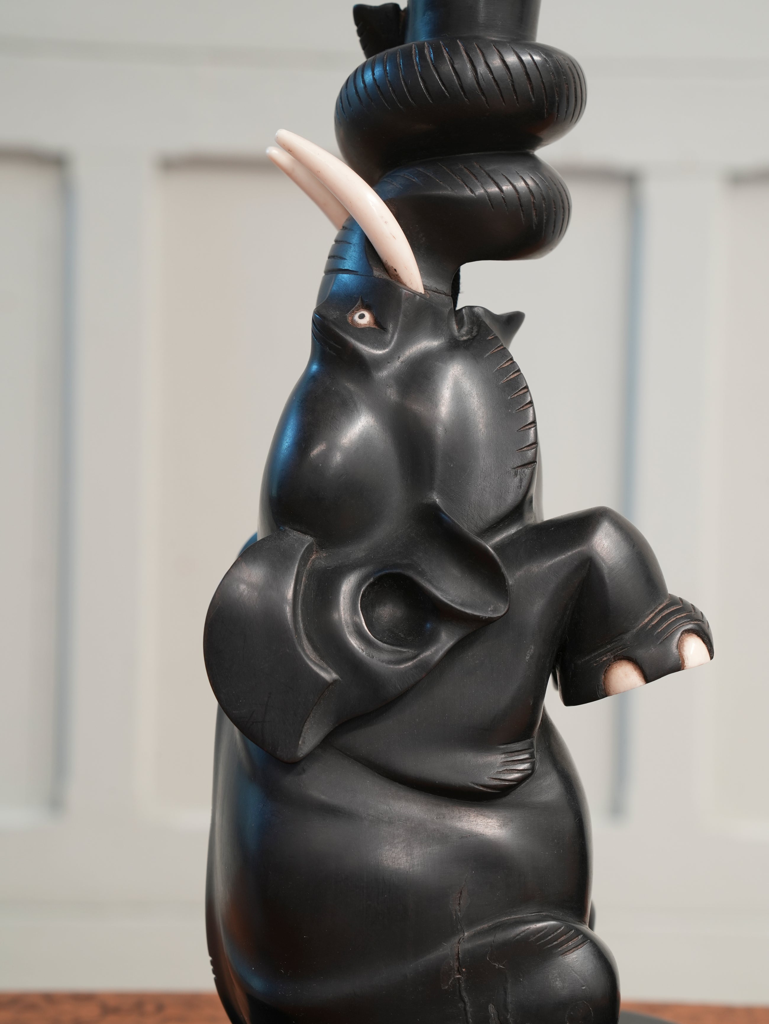 A Pair of Ebony Ceylonese Elephant Table Lights