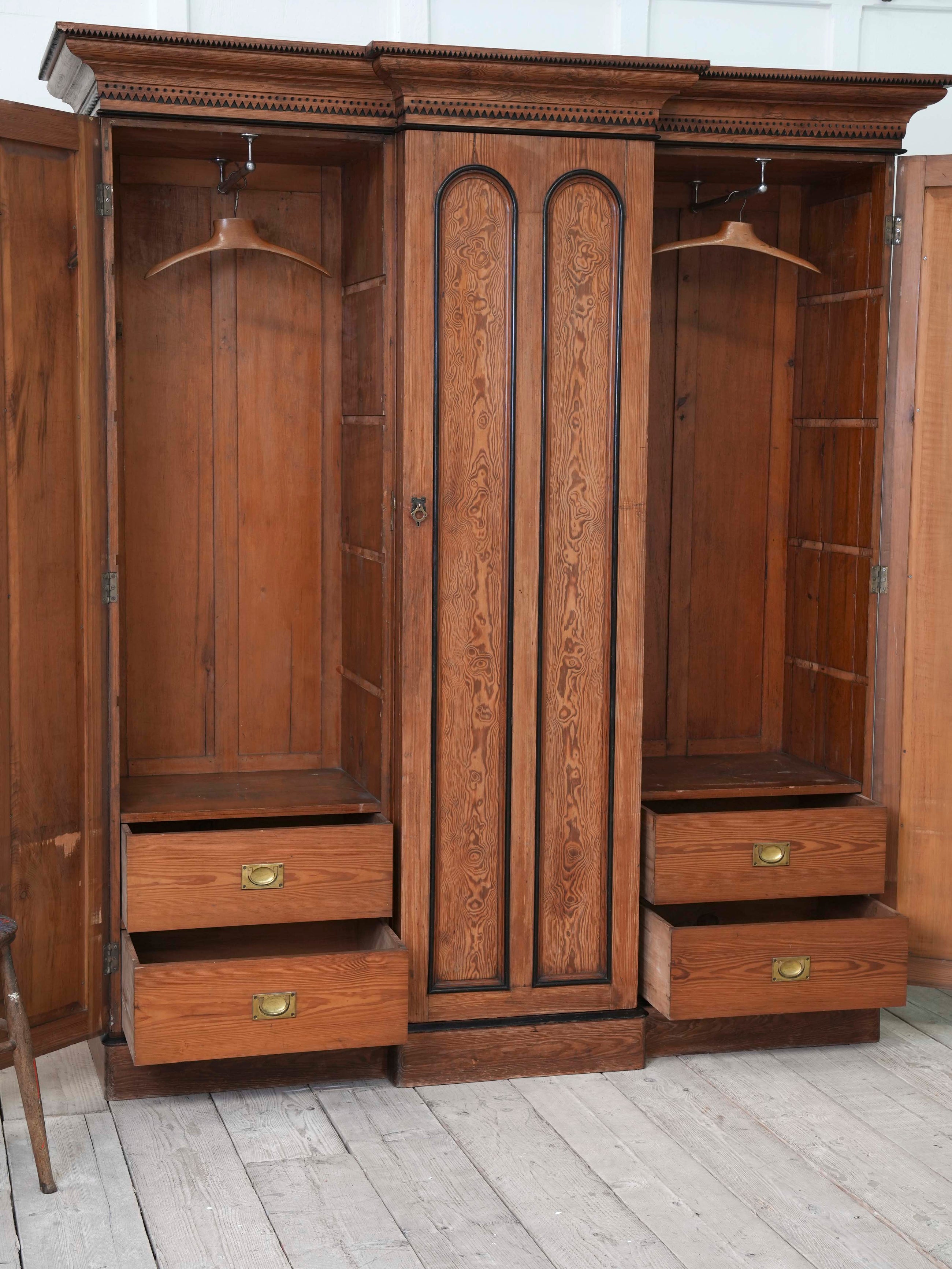 A 19th Century Baltic Pine Breakfront Wardrobe