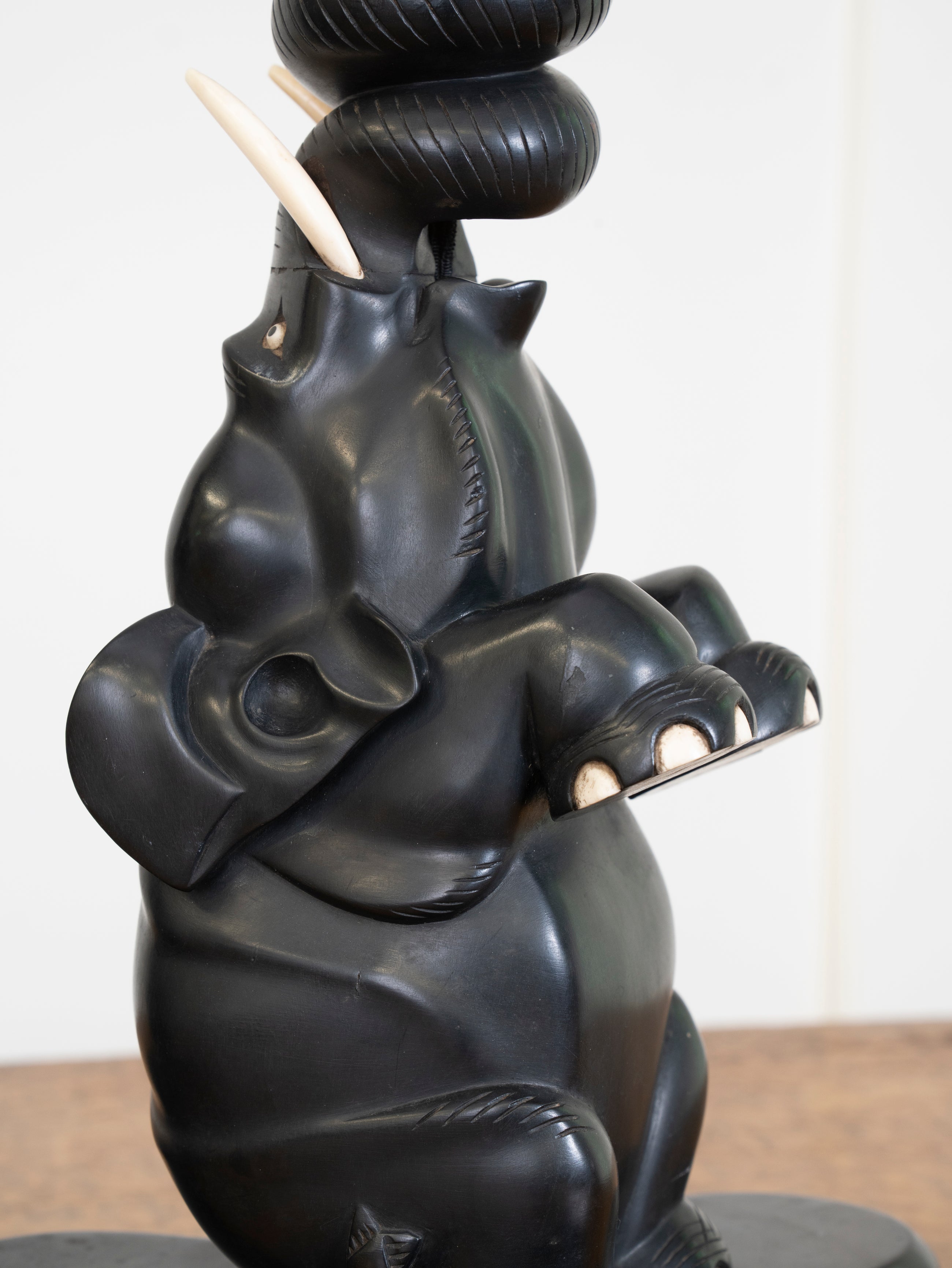 A Pair of Ebony Ceylonese Elephant Table Lights