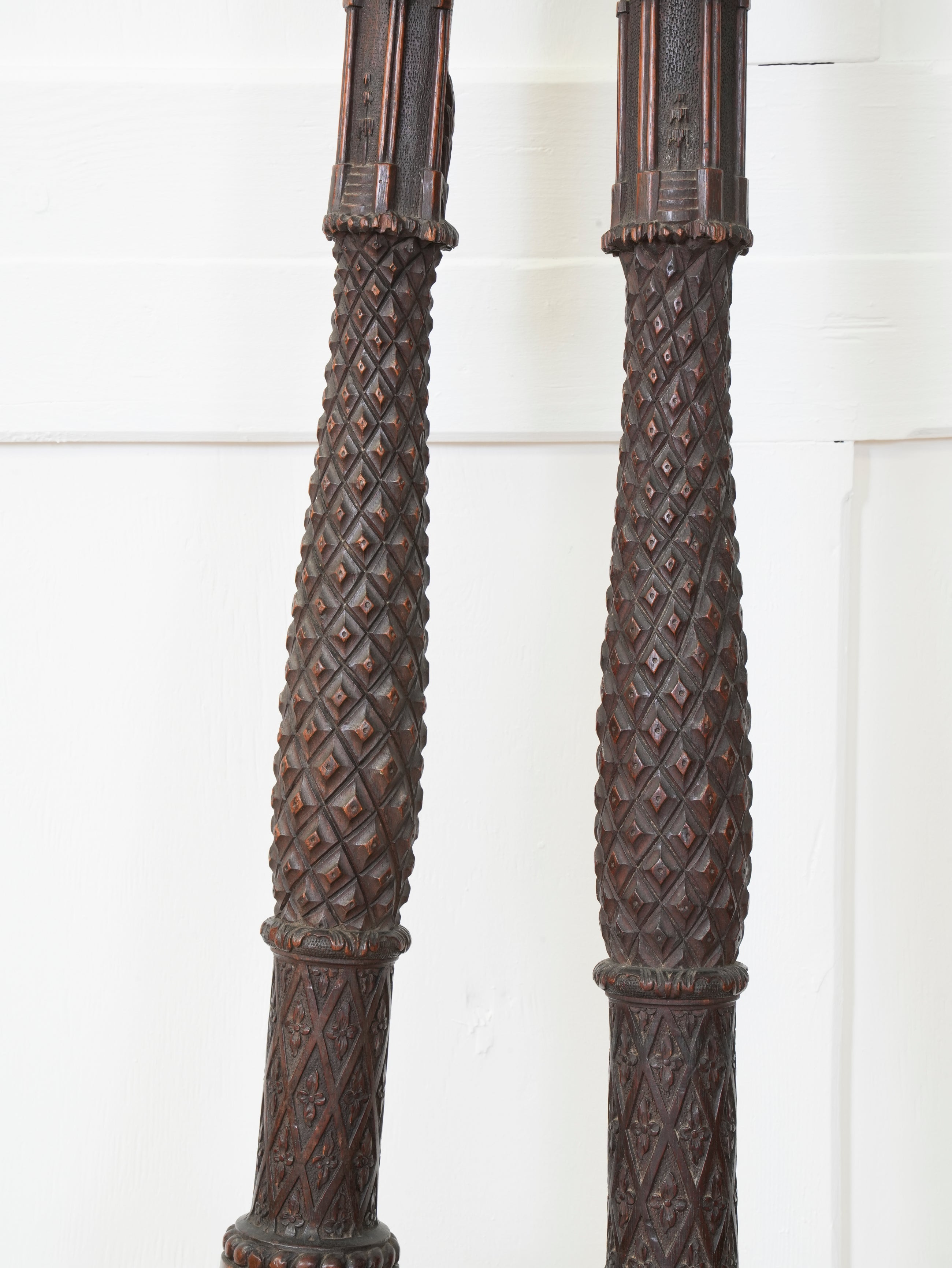 An Outstanding Pair of 18th Century Mahogany Bedposts
