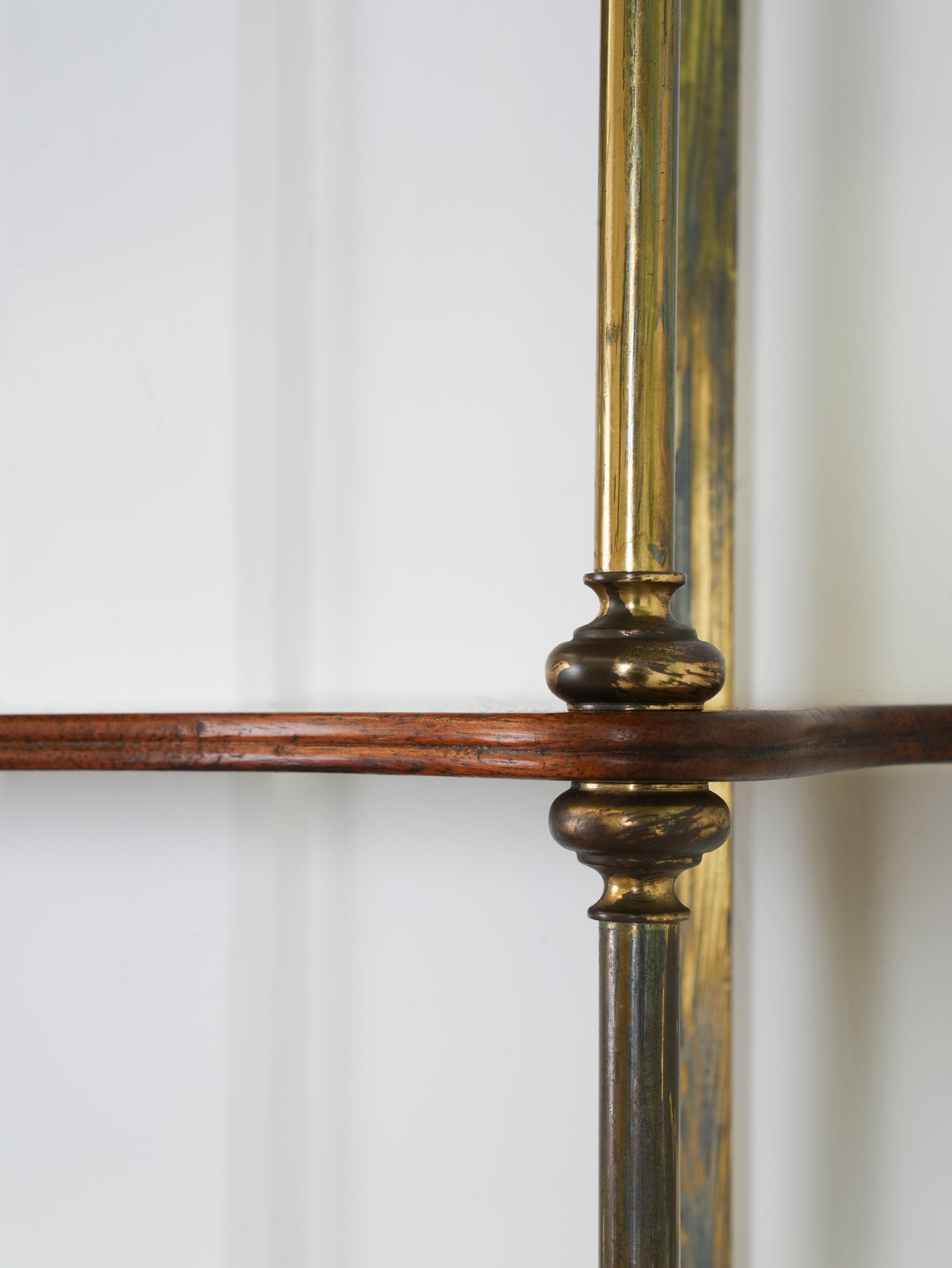 A Pair of Mahogany & Brass Hanging Shelves