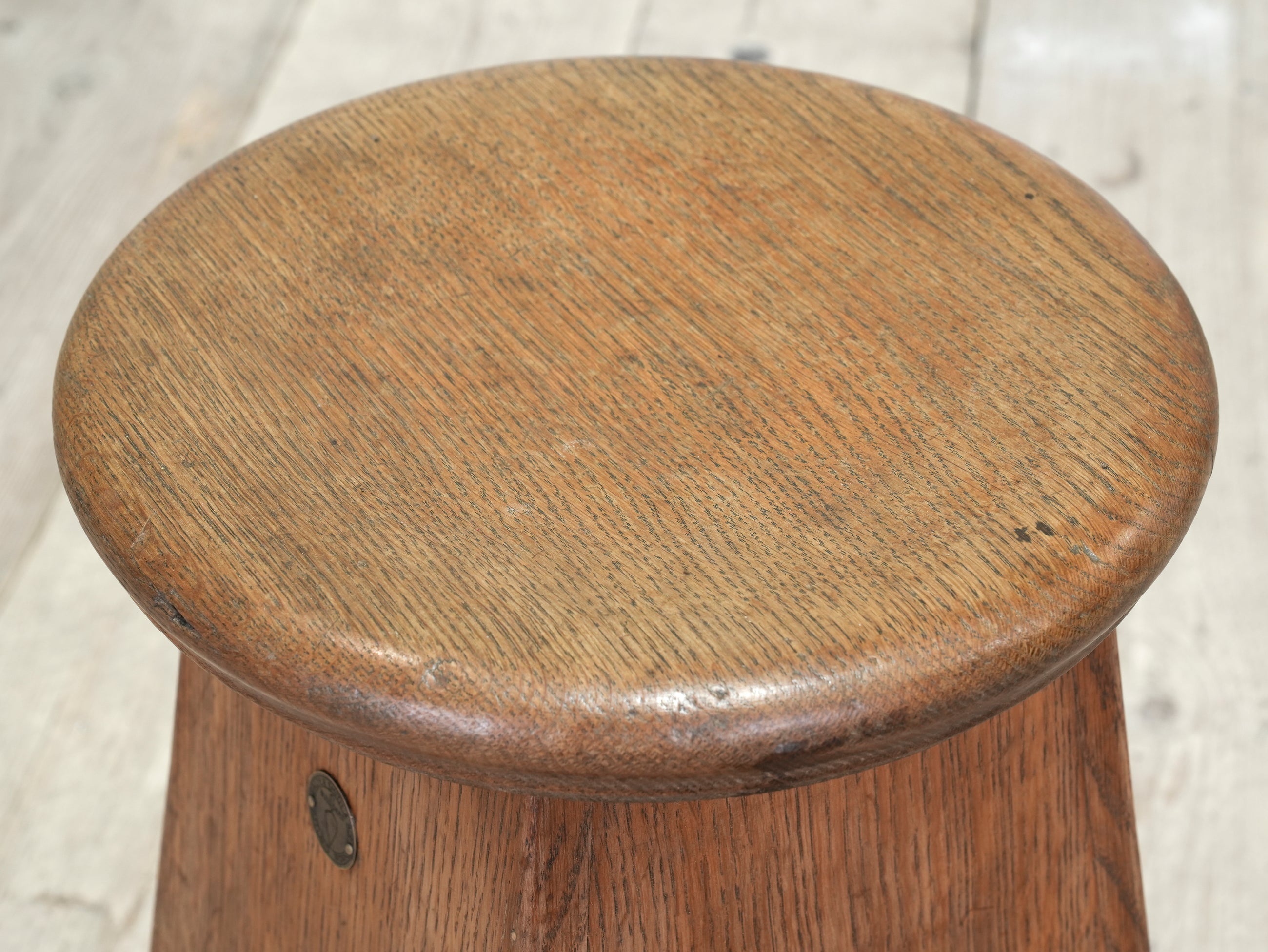 An Oak Splayed Leg Stool