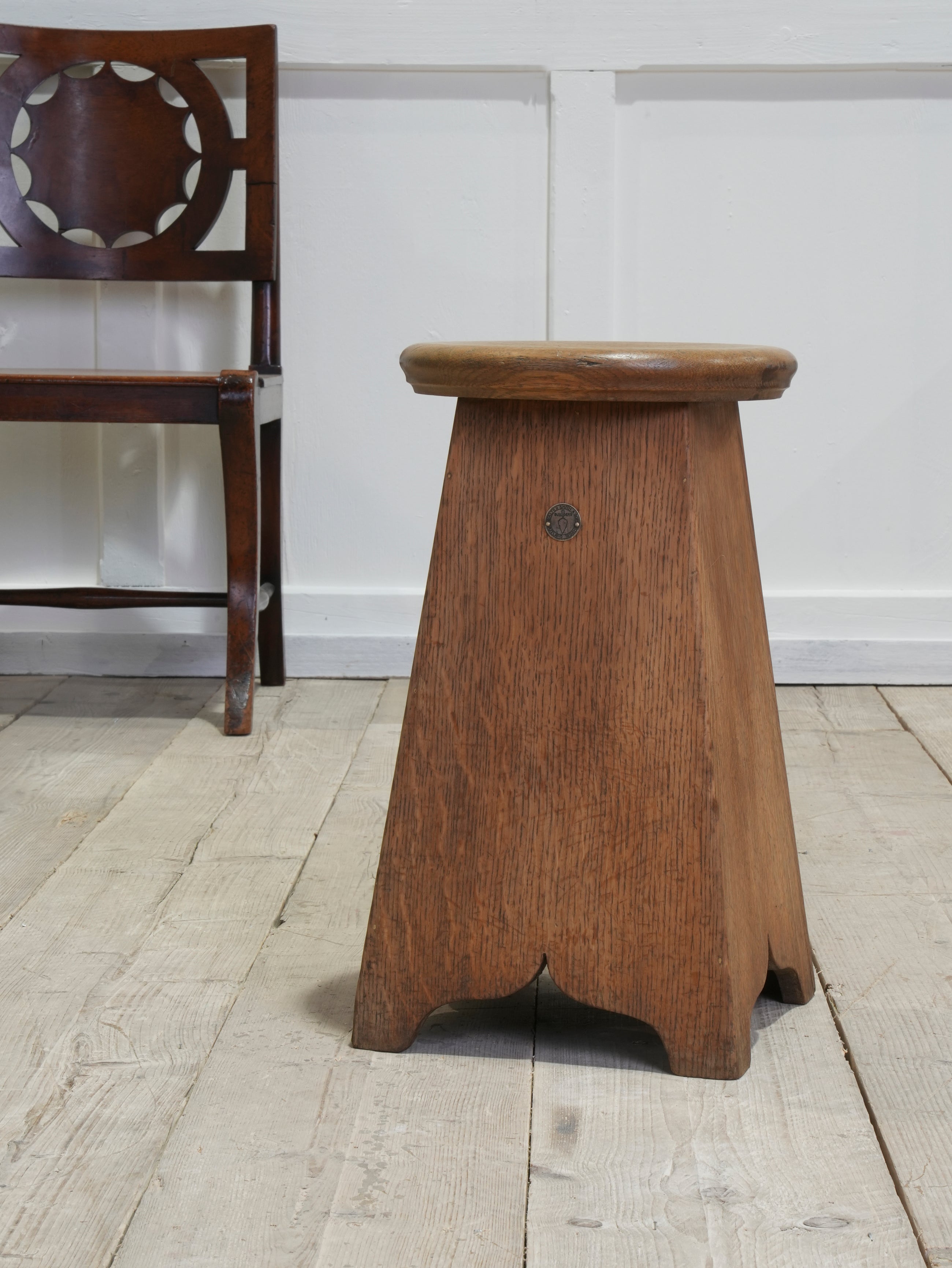 An Oak Splayed Leg Stool