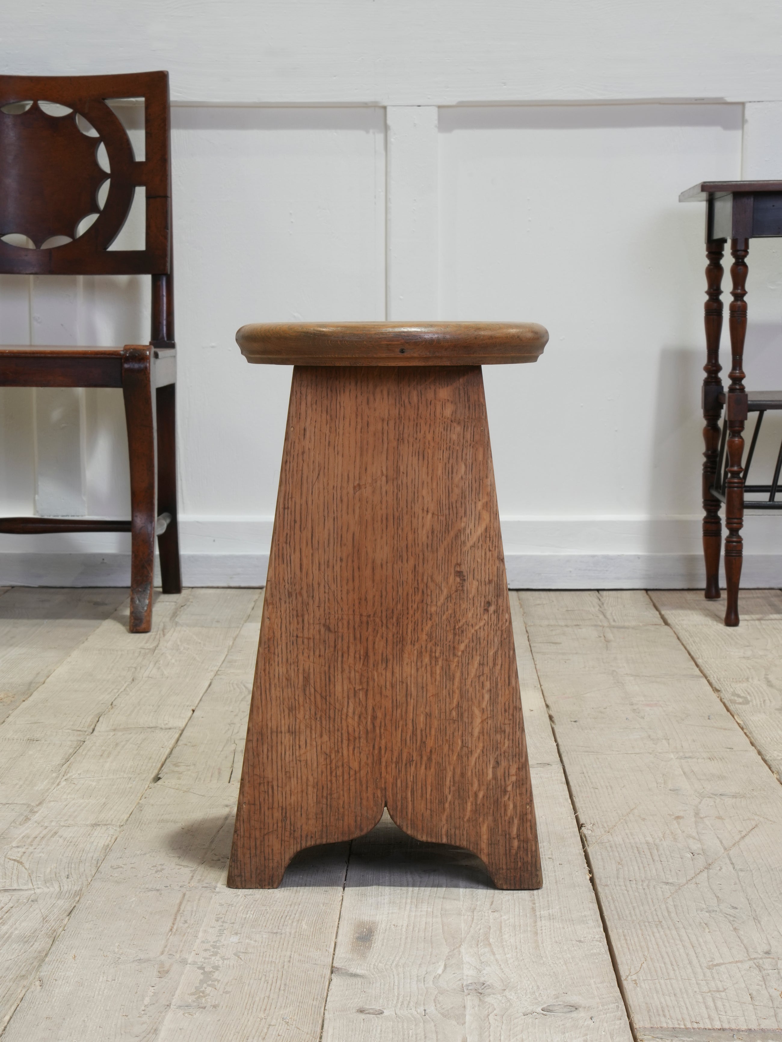 An Oak Splayed Leg Stool