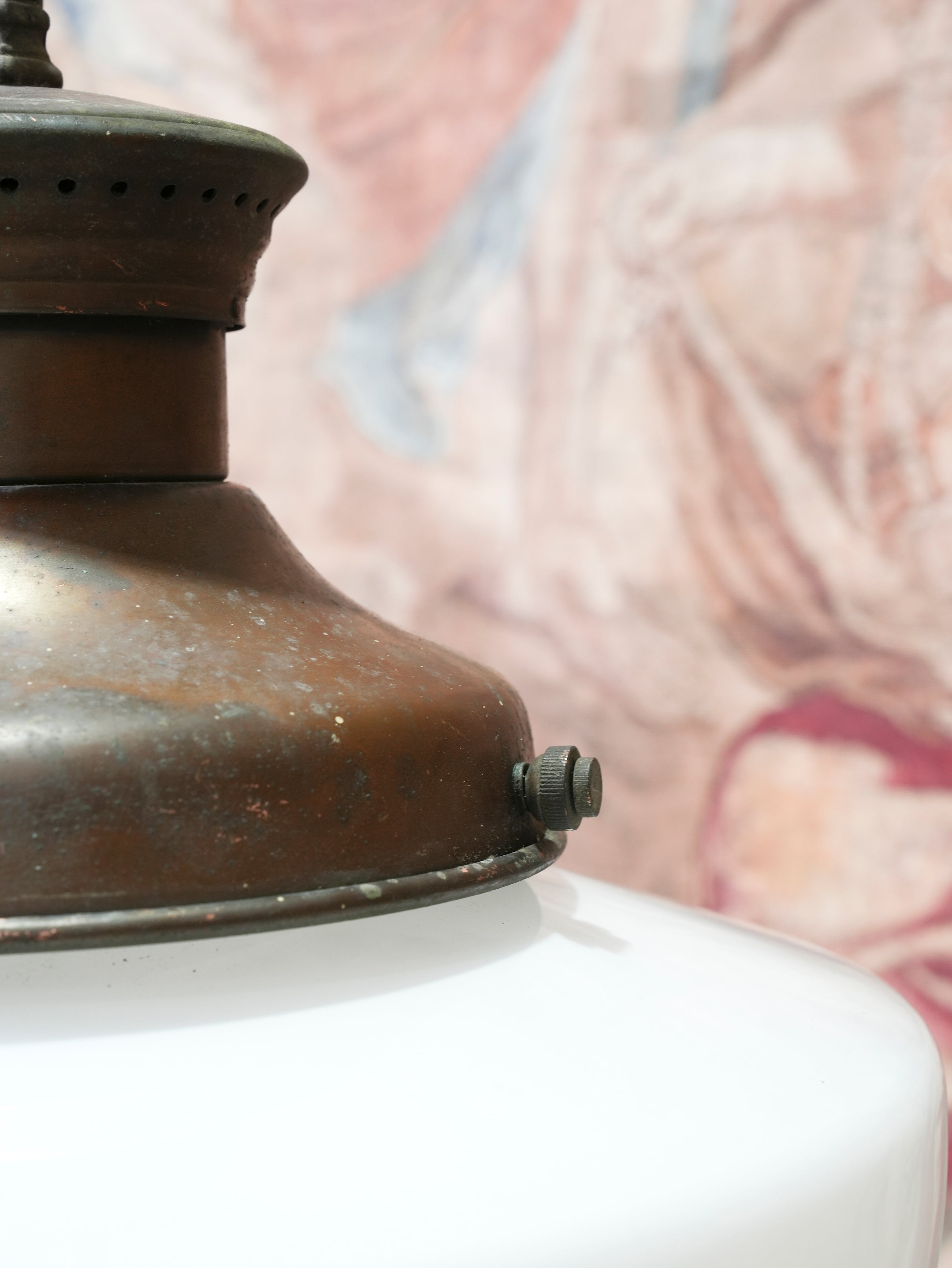 A Pair of Half Round Opaline Pendant Lights