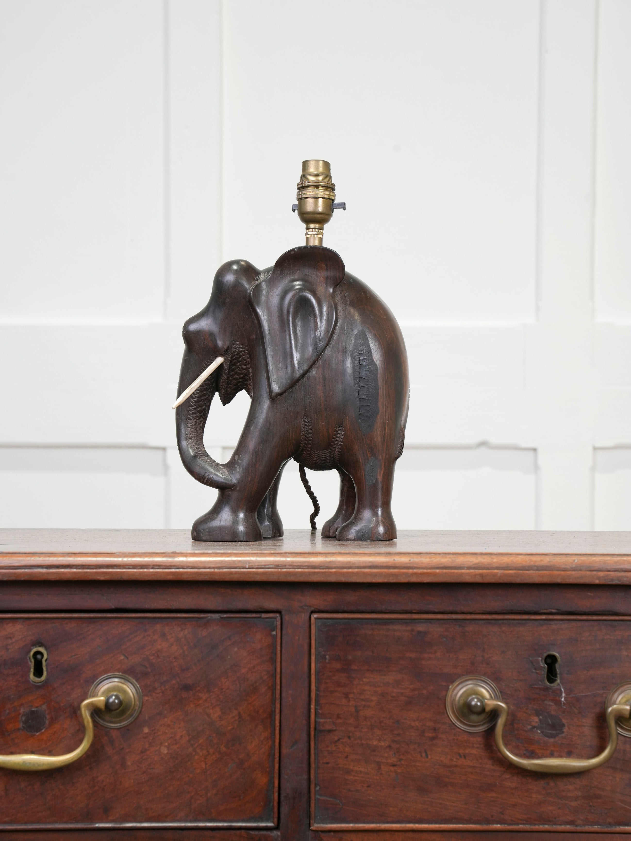 A Rosewood Elephant Table Light