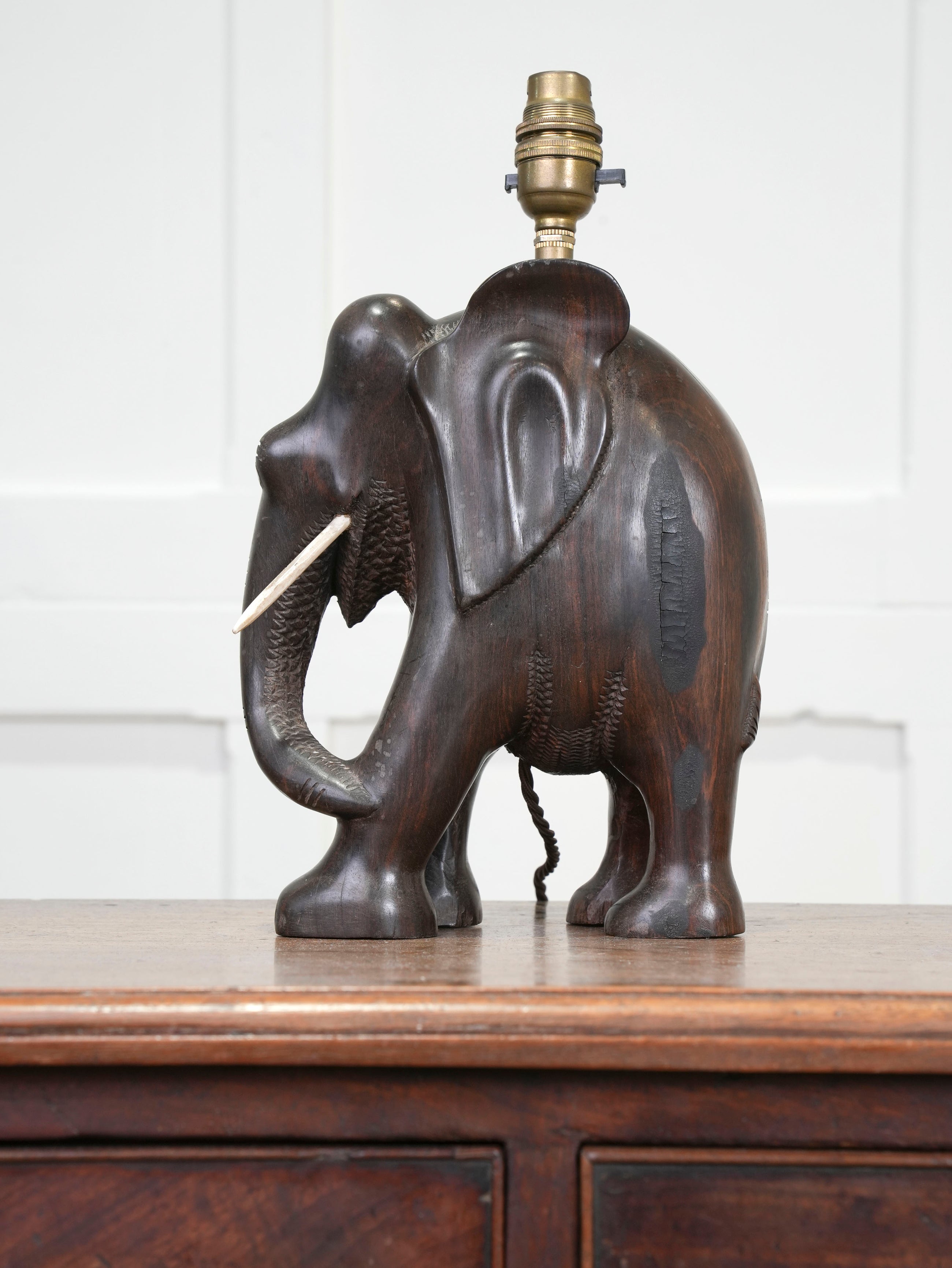 A Rosewood Elephant Table Light
