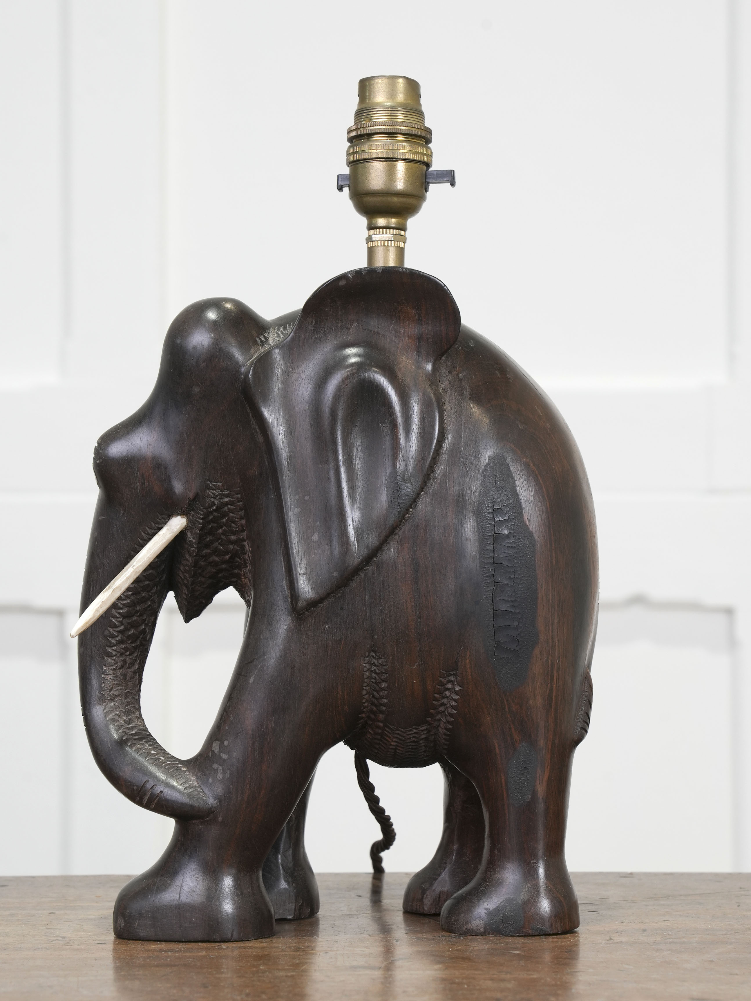 A Rosewood Elephant Table Light