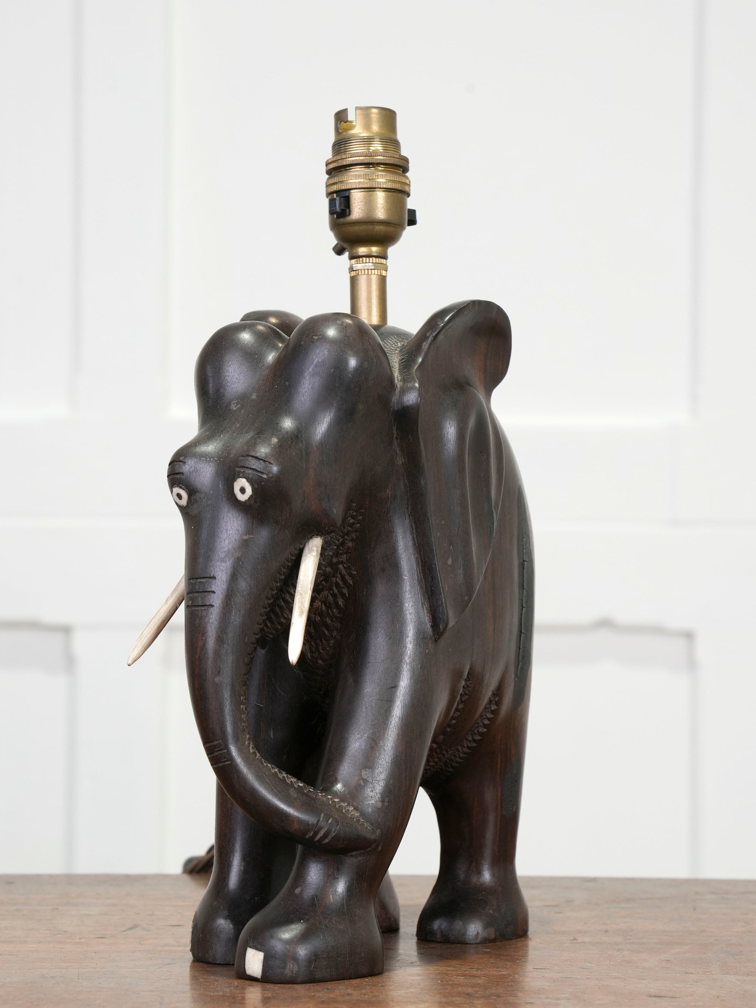 A Rosewood Elephant Table Light