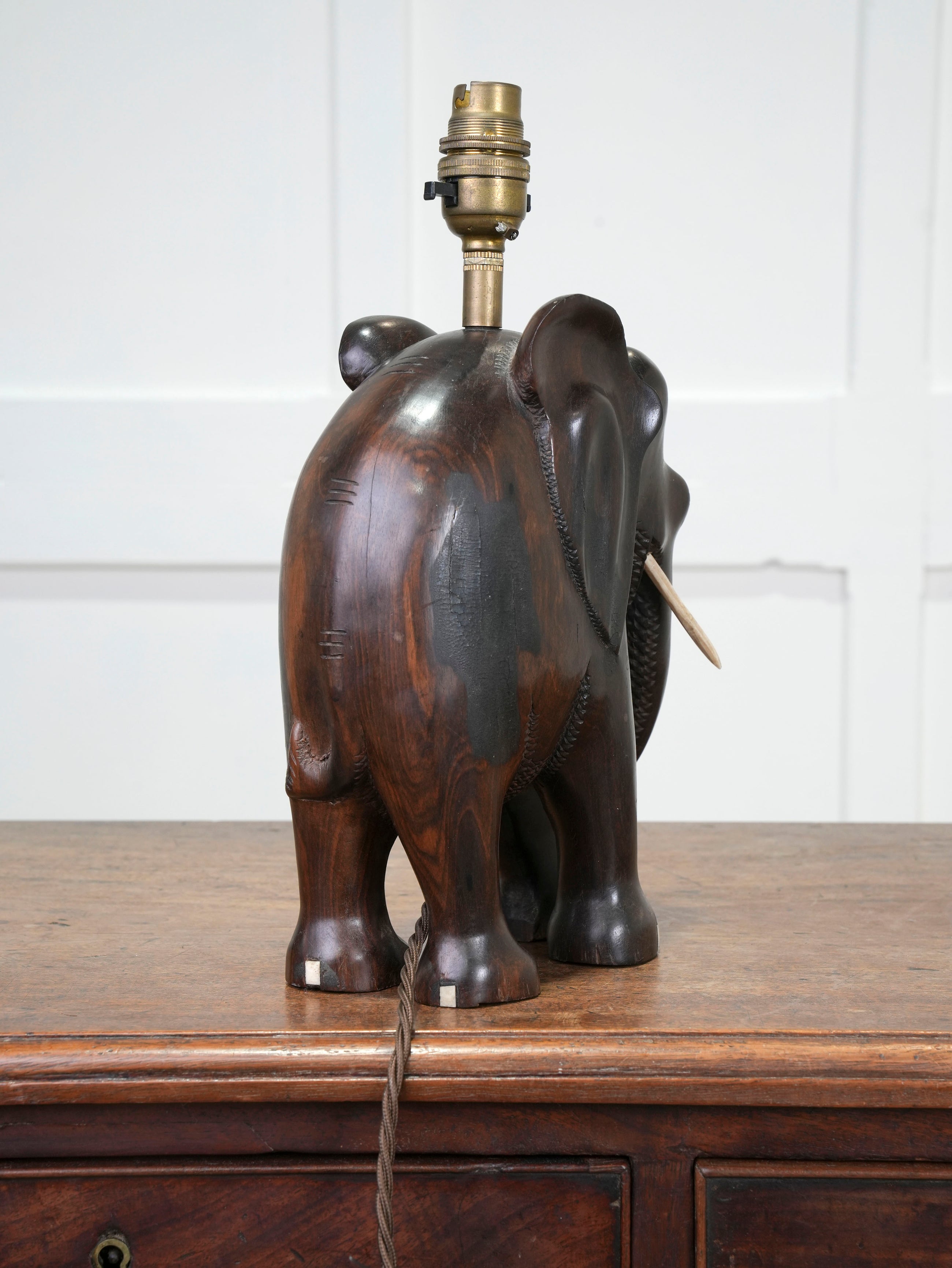 A Rosewood Elephant Table Light