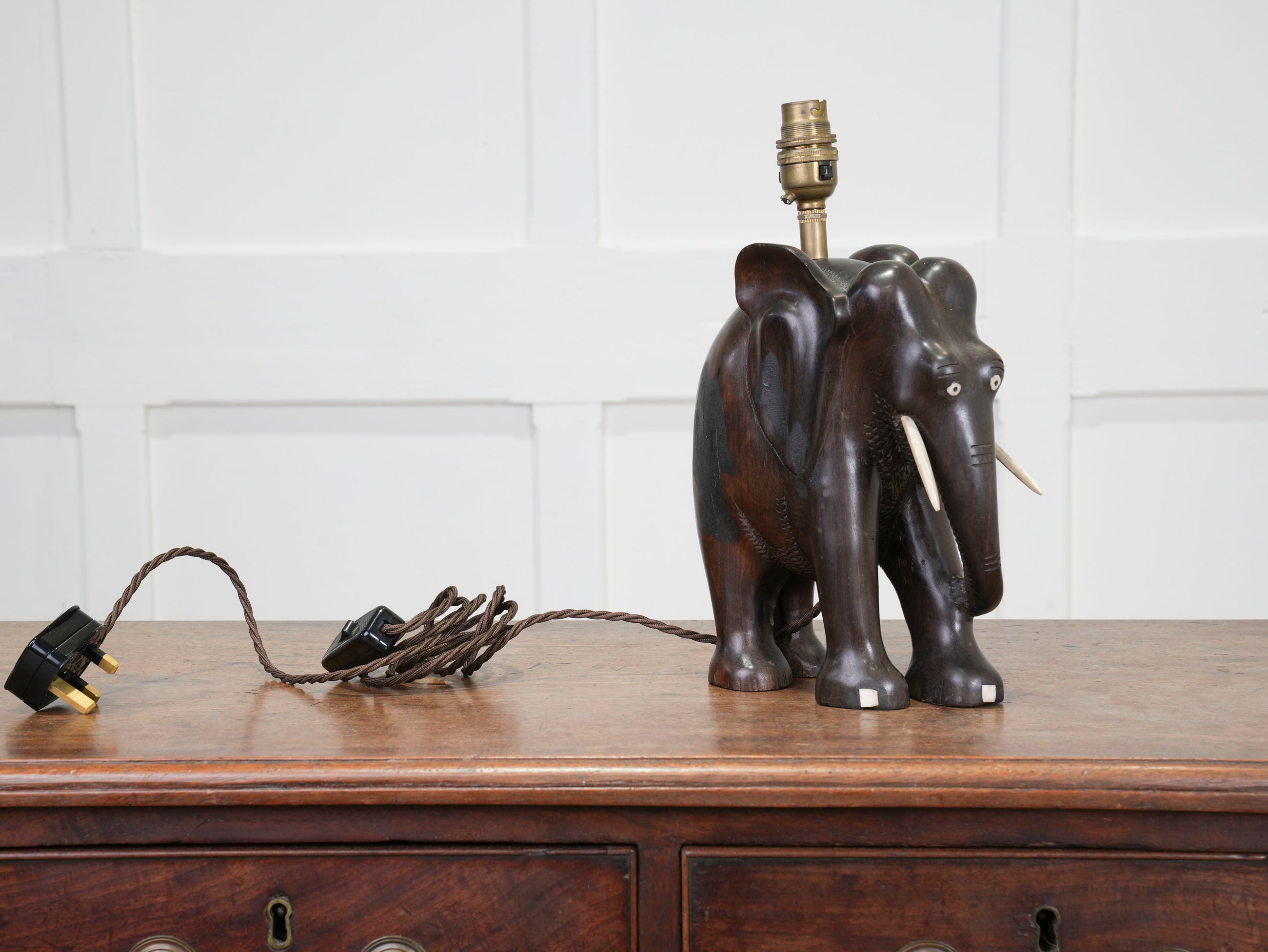 A Rosewood Elephant Table Light