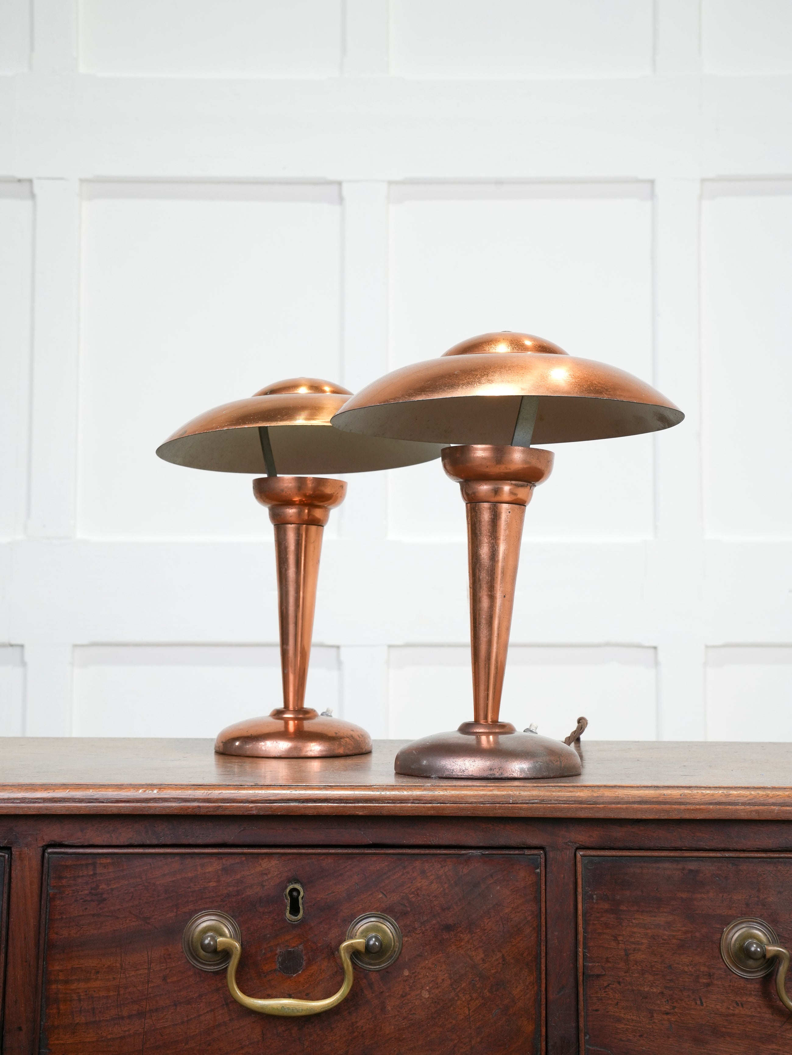 Pair of Bronzed Modernist Table Lamps
