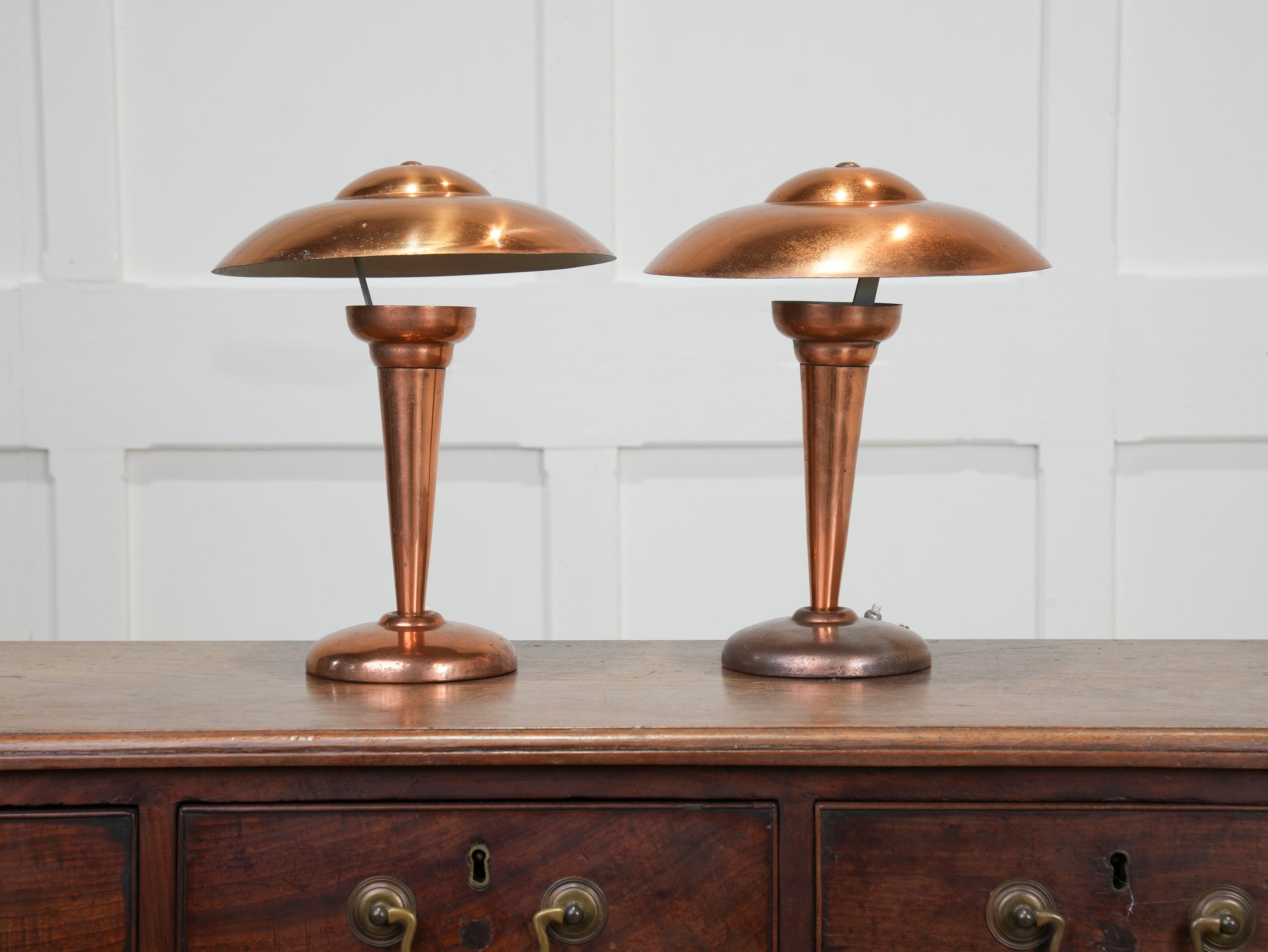 Pair of Bronzed Modernist Table Lamps