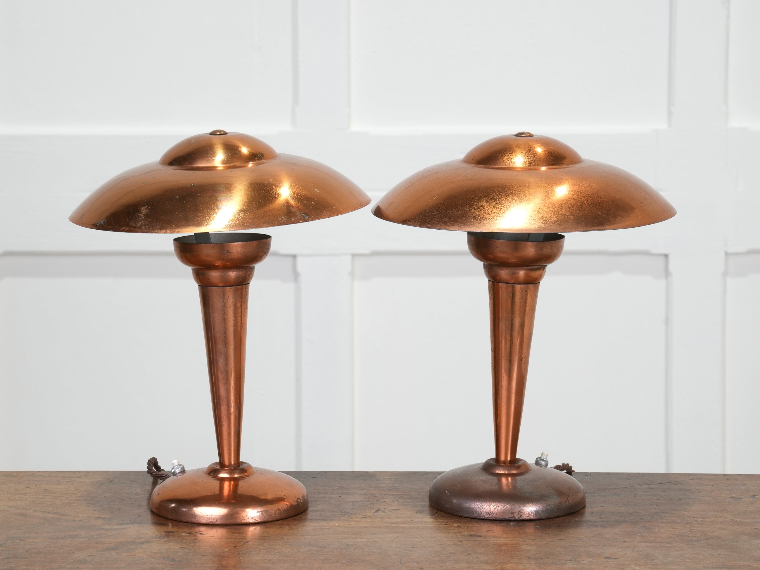 Pair of Bronzed Modernist Table Lamps