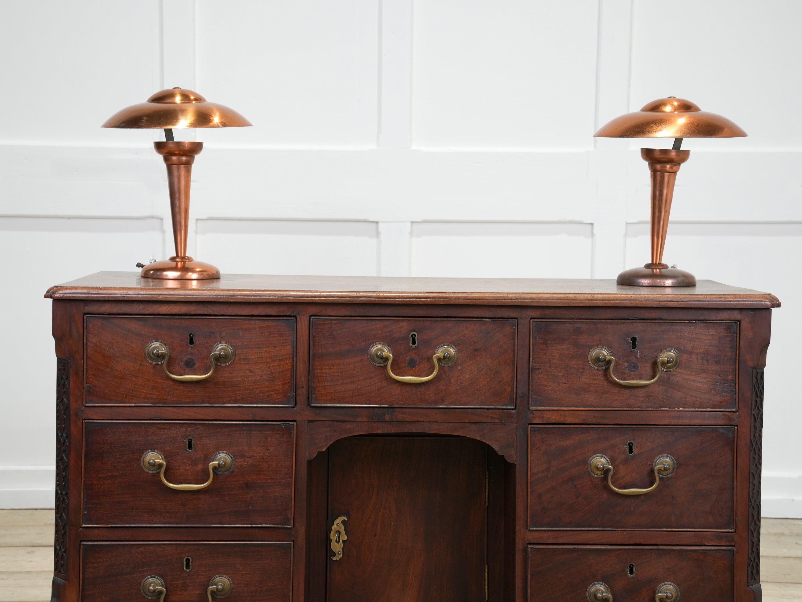 Pair of Bronzed Modernist Table Lamps