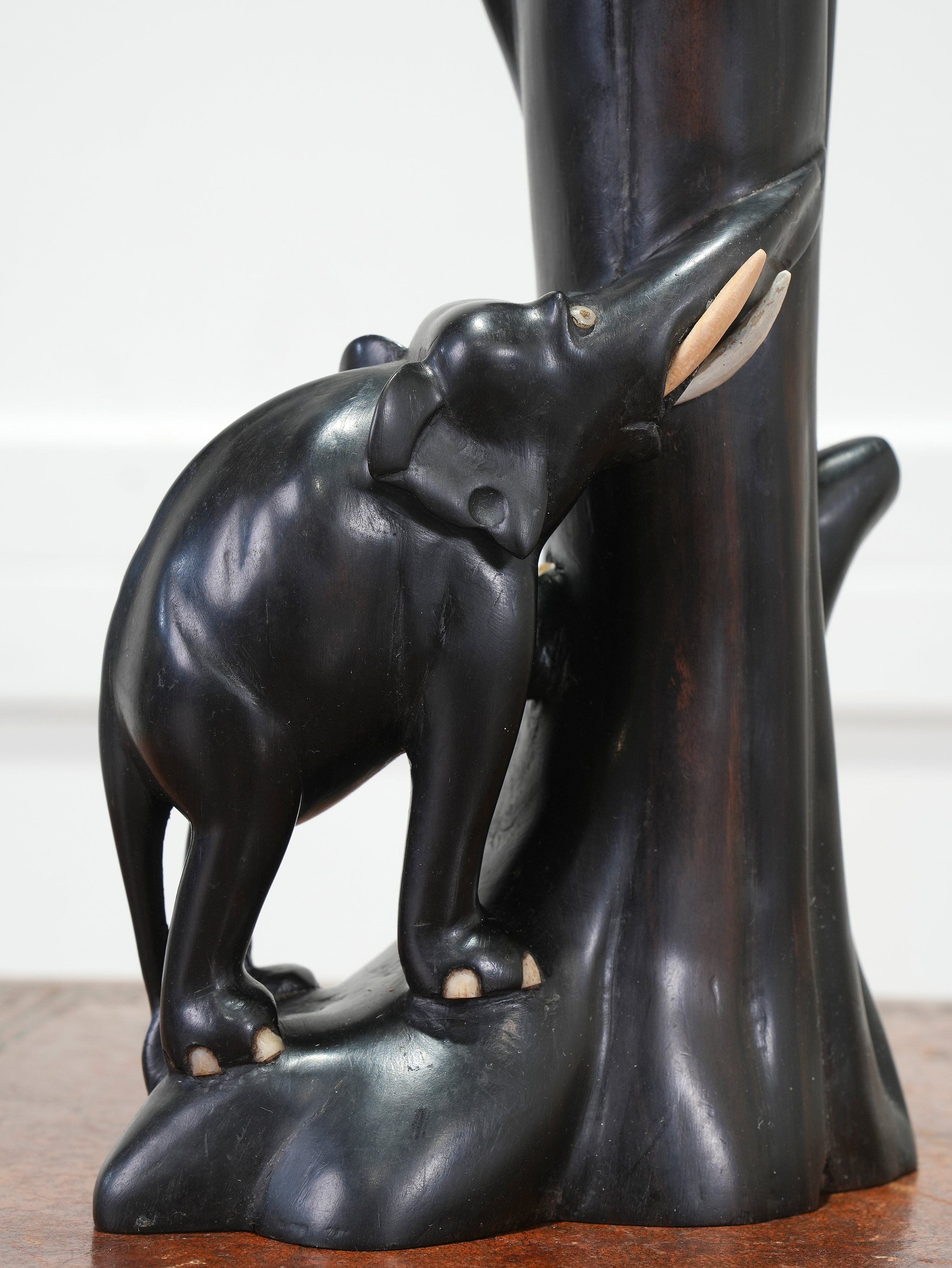 A Carved Rosewood Elephant Table Lamp
