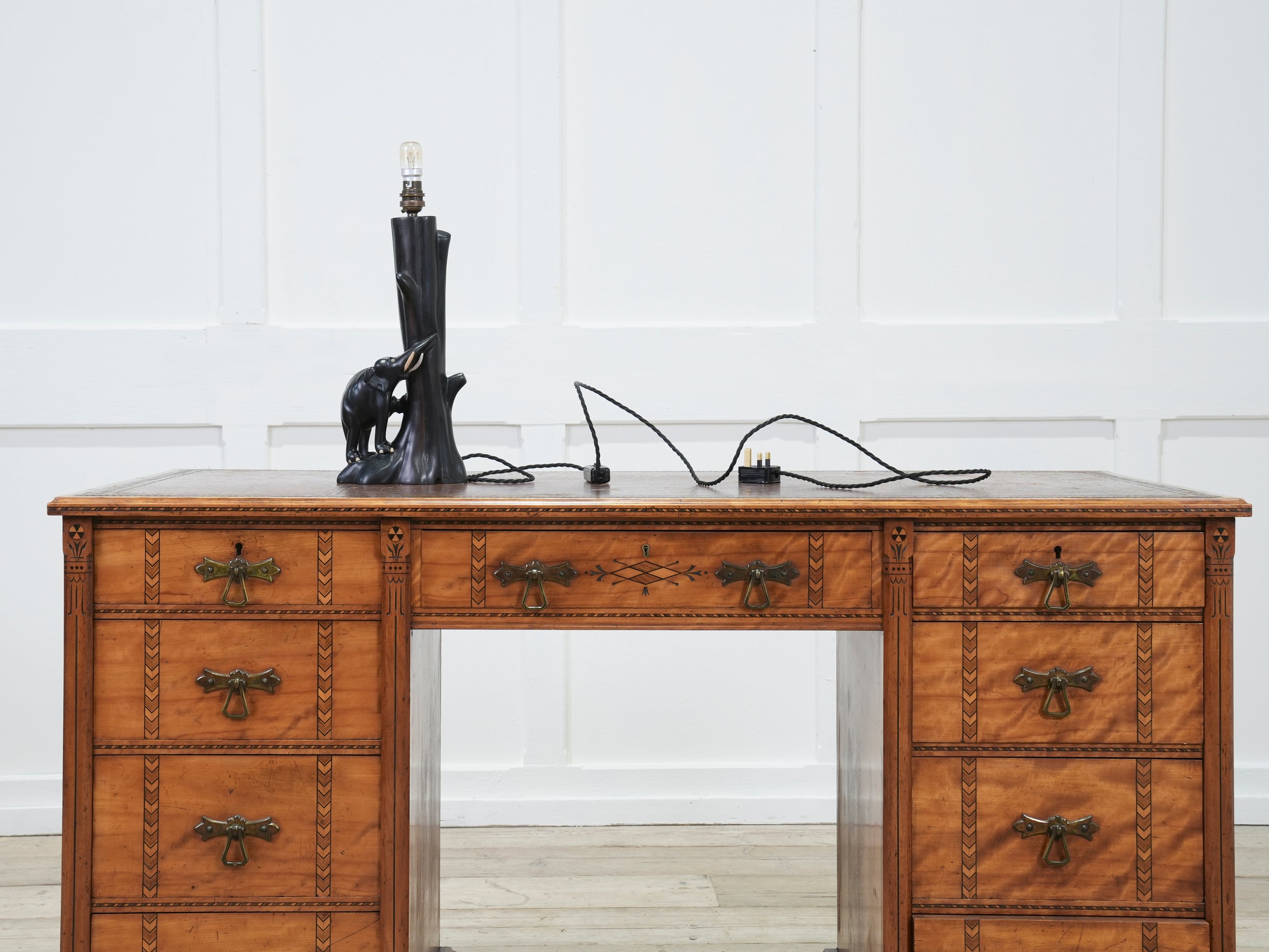 A Carved Rosewood Elephant Table Lamp