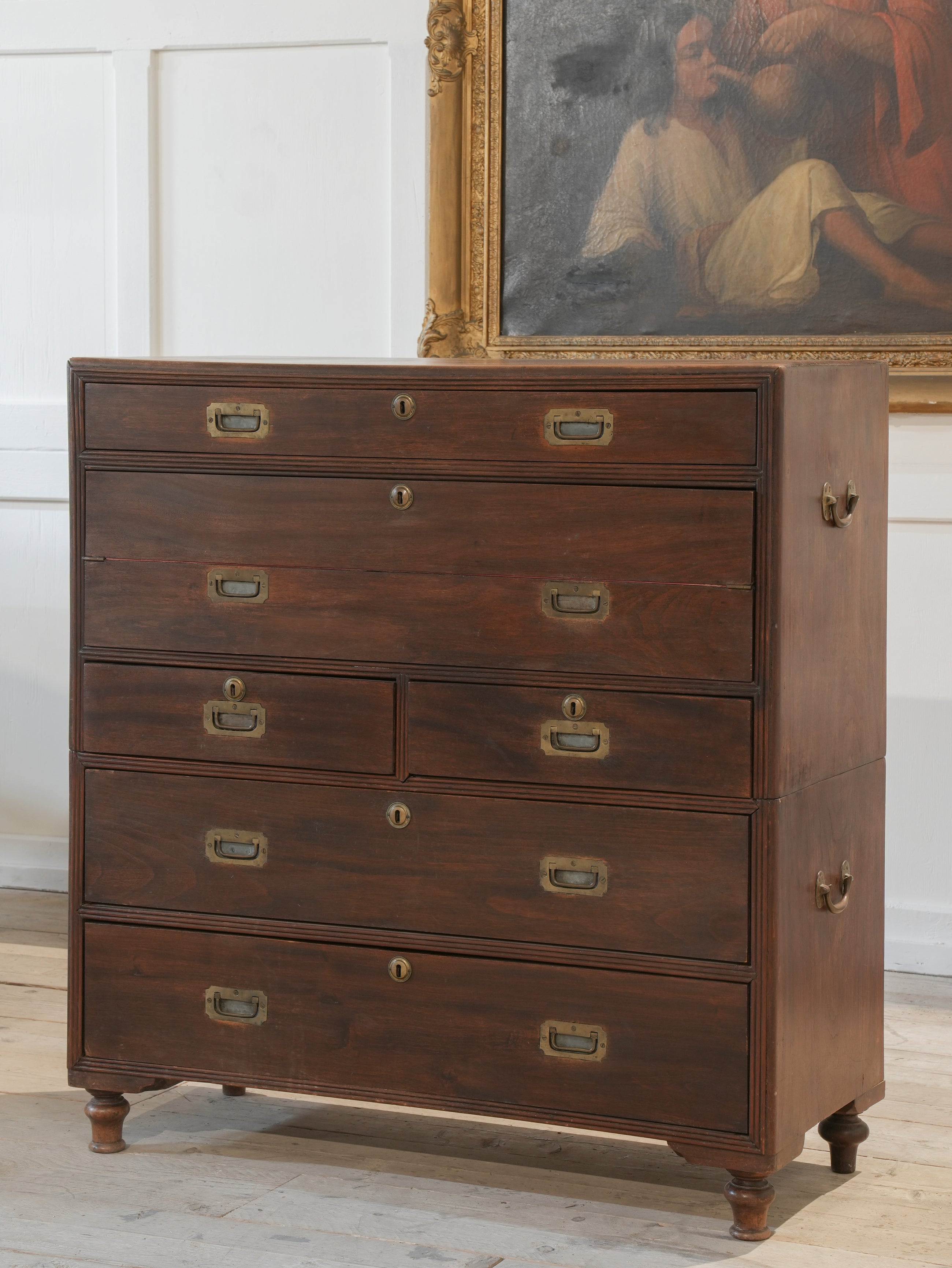 A Mid 19th Century Campaign Secretaire Chest