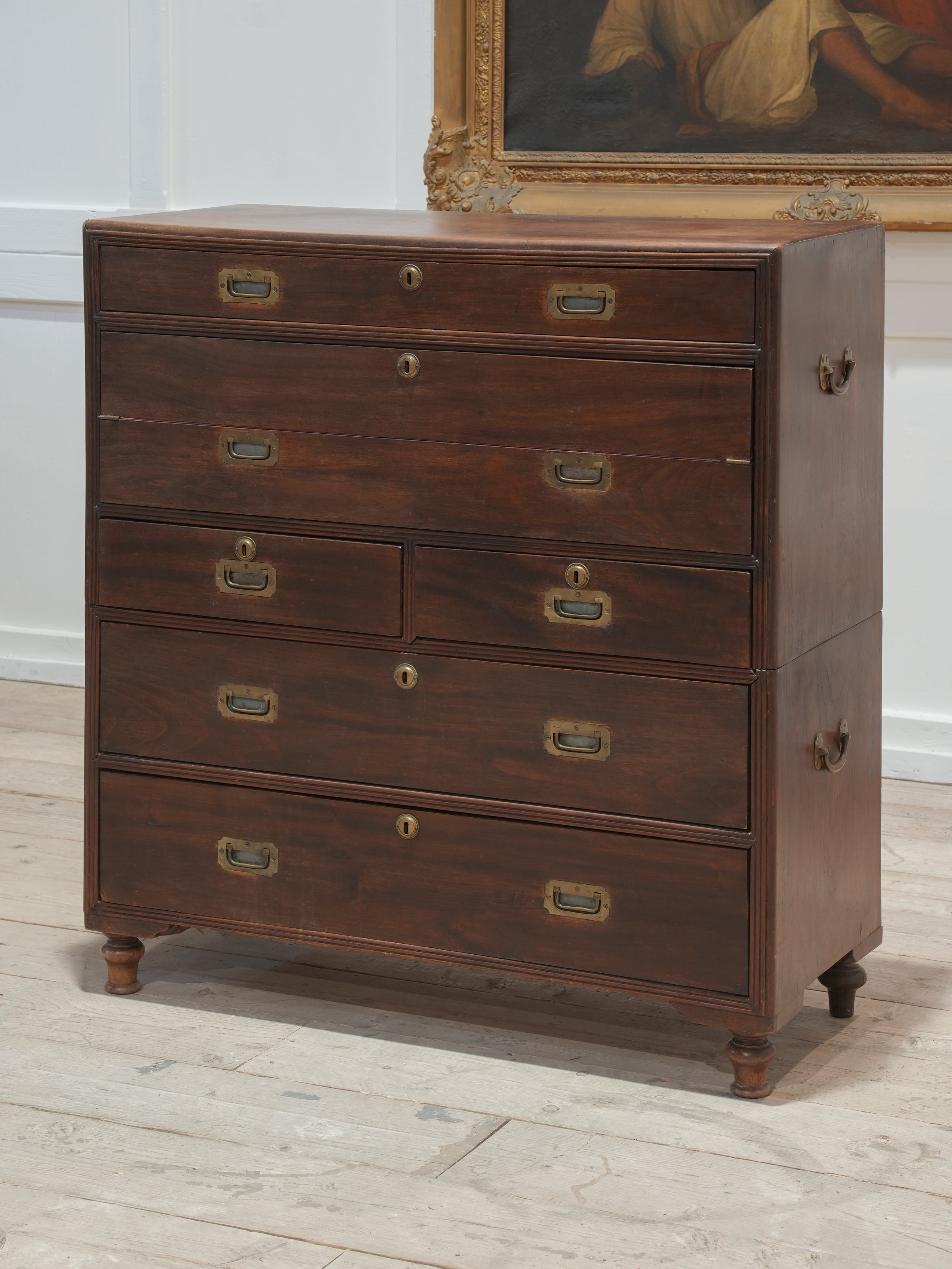 A Mid 19th Century Campaign Secretaire Chest