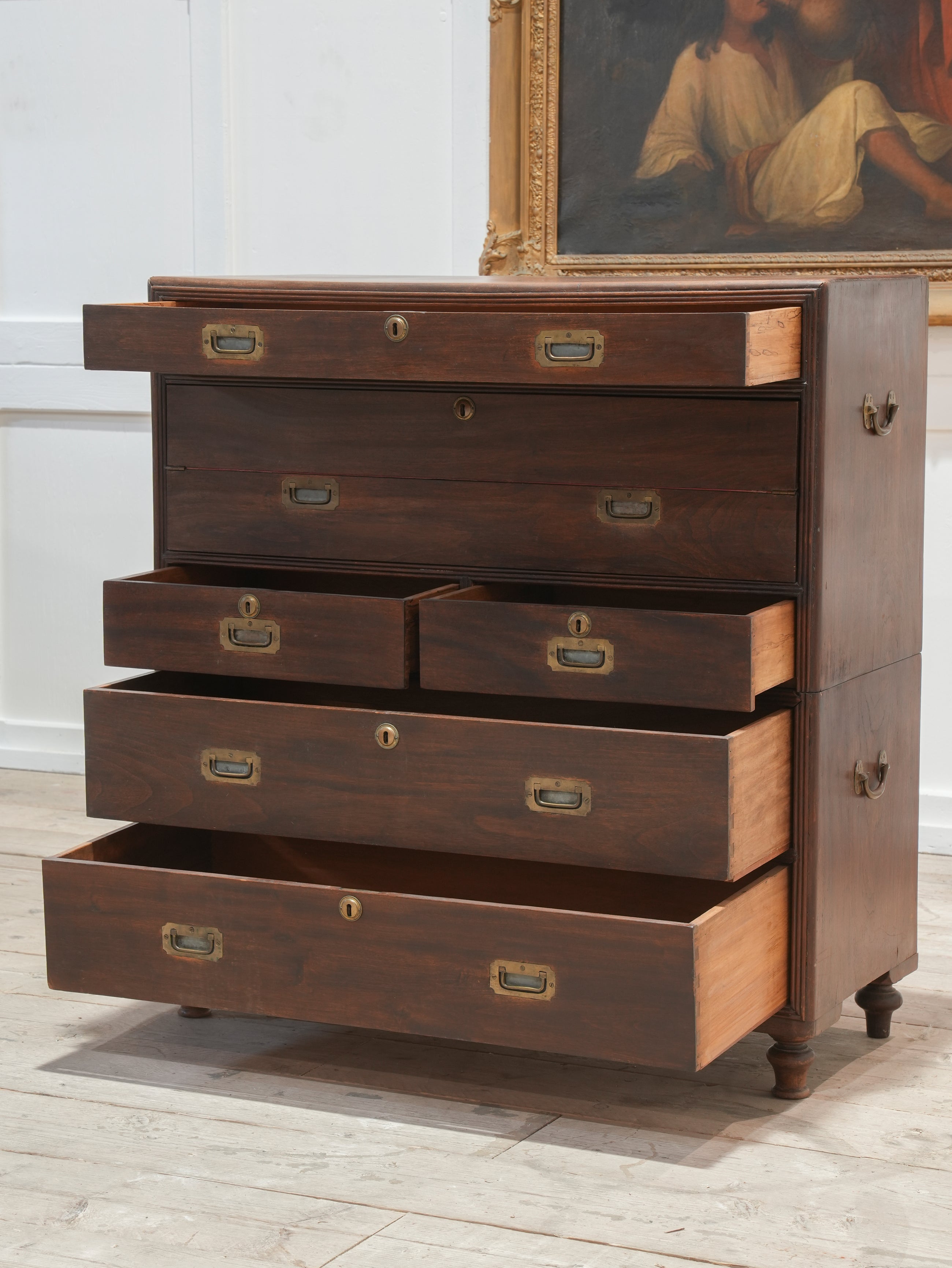 A Mid 19th Century Campaign Secretaire Chest