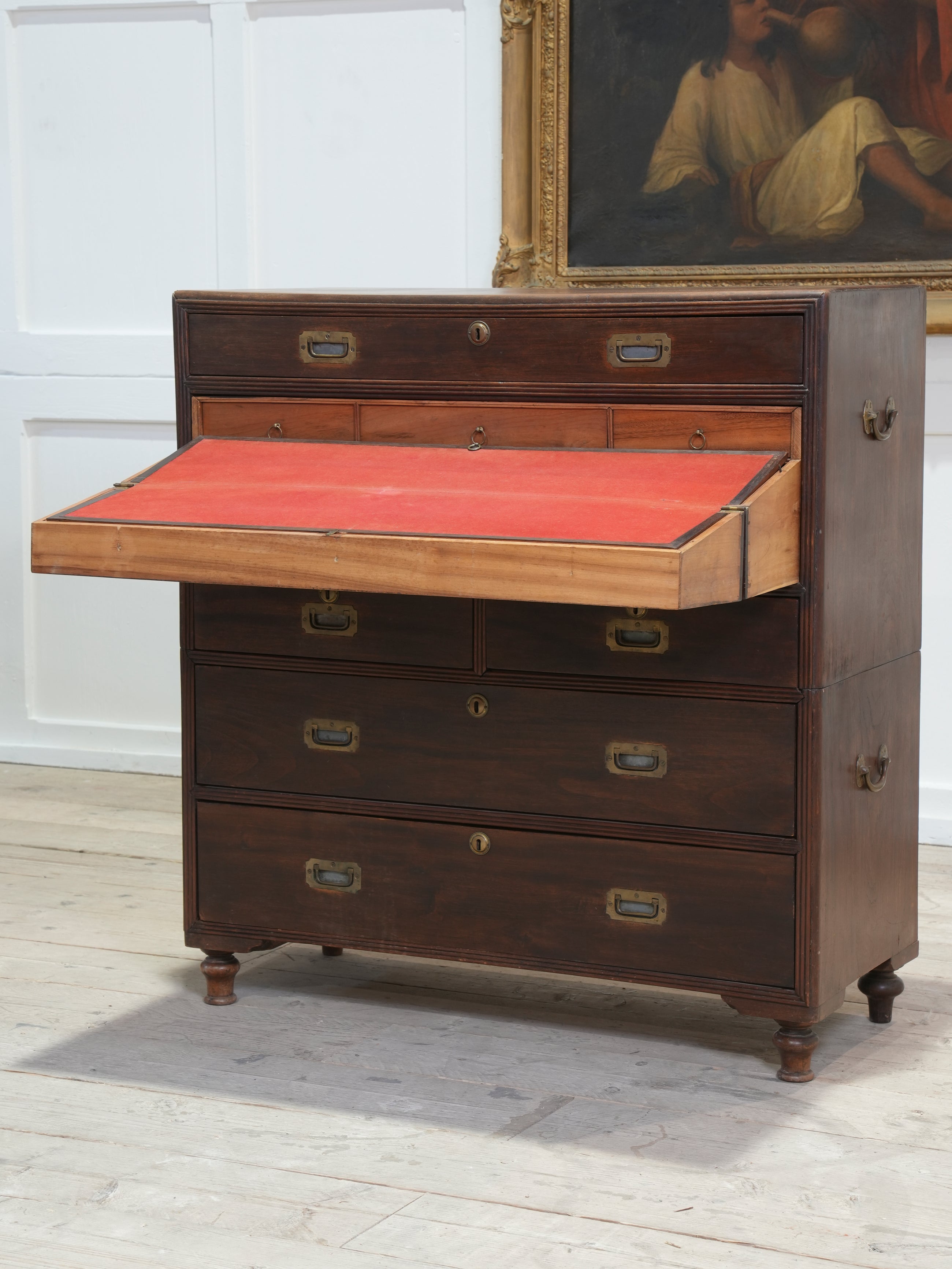 A Mid 19th Century Campaign Secretaire Chest