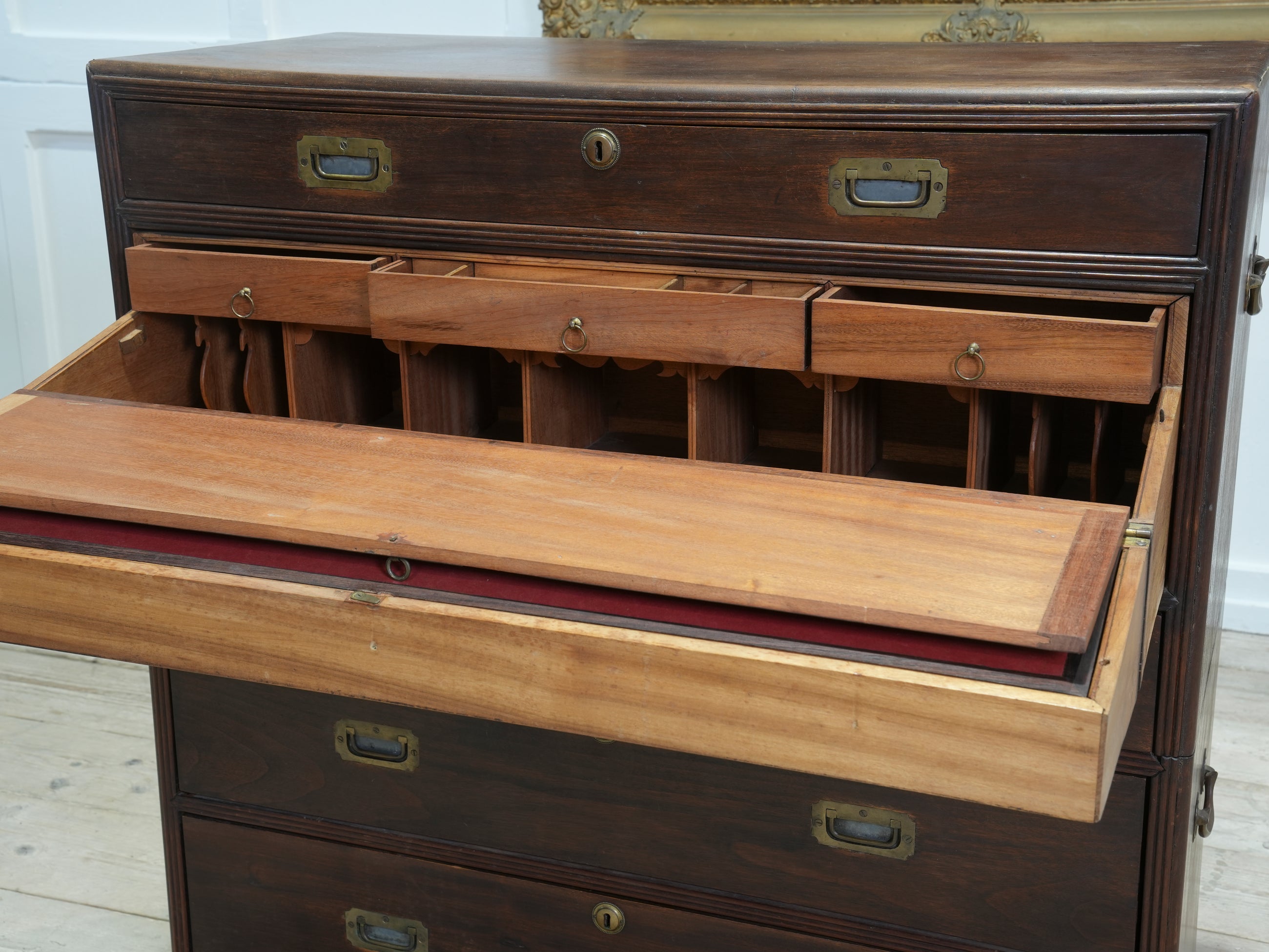 A Mid 19th Century Campaign Secretaire Chest