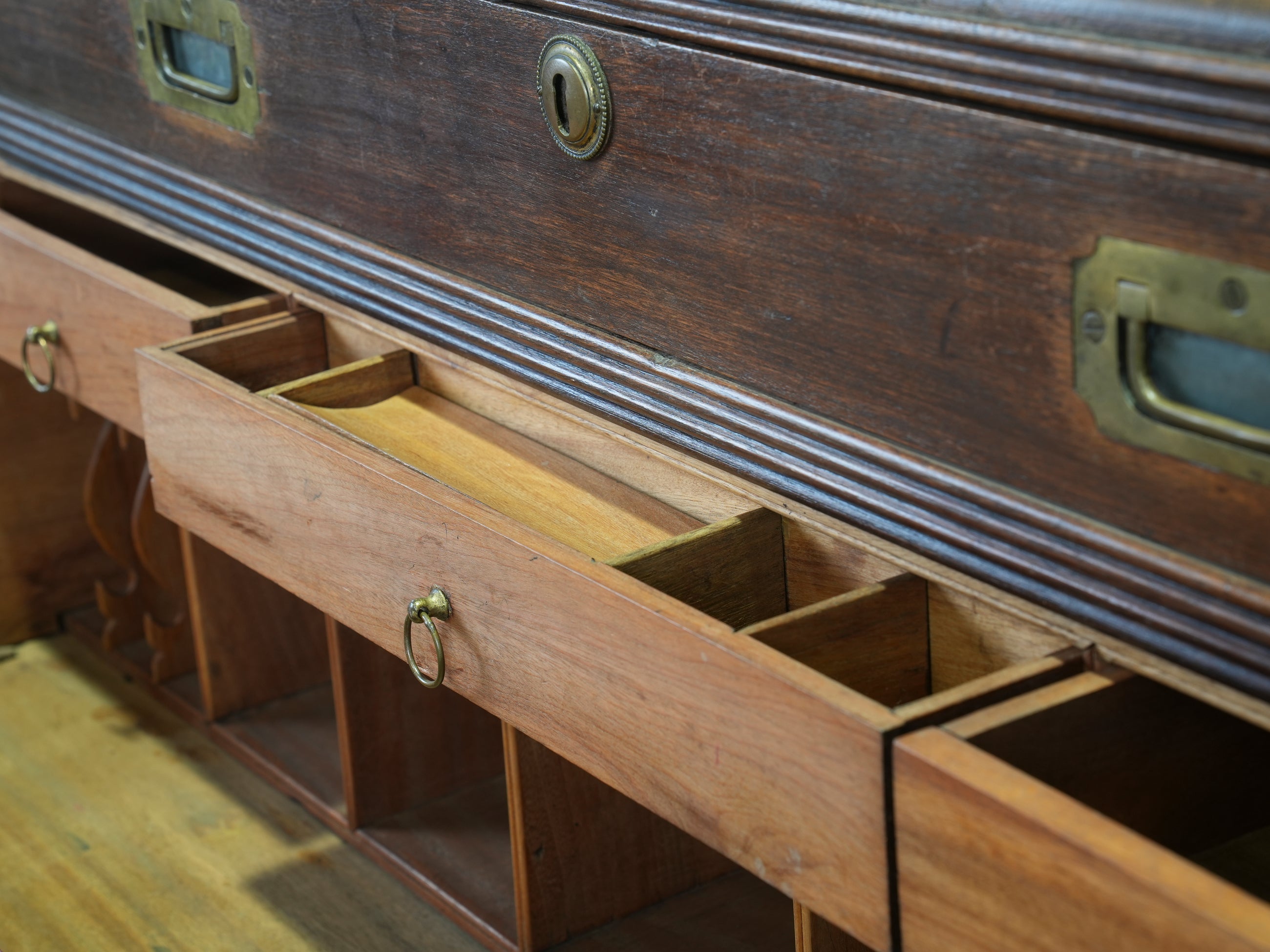 A Mid 19th Century Campaign Secretaire Chest