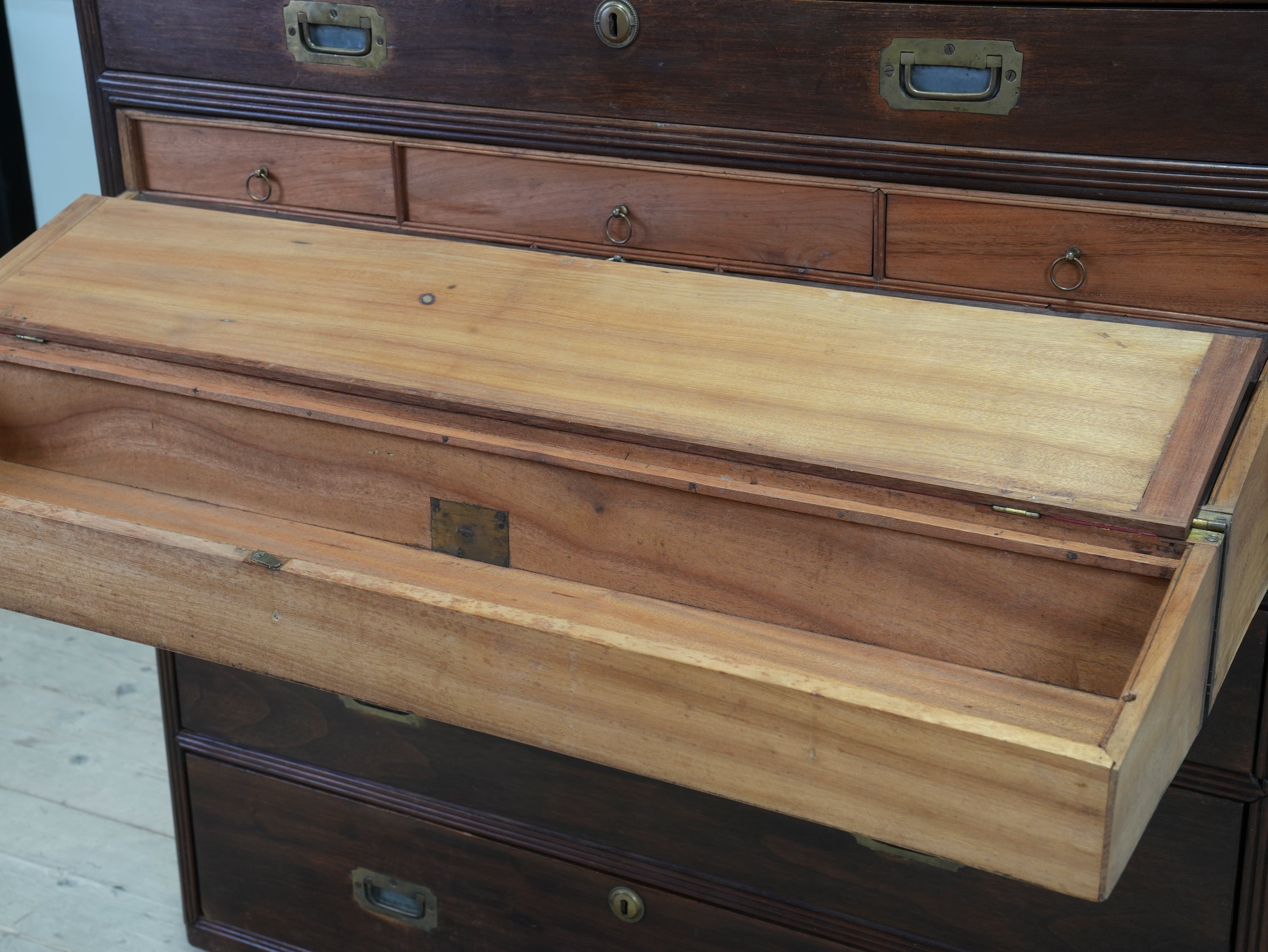A Mid 19th Century Campaign Secretaire Chest