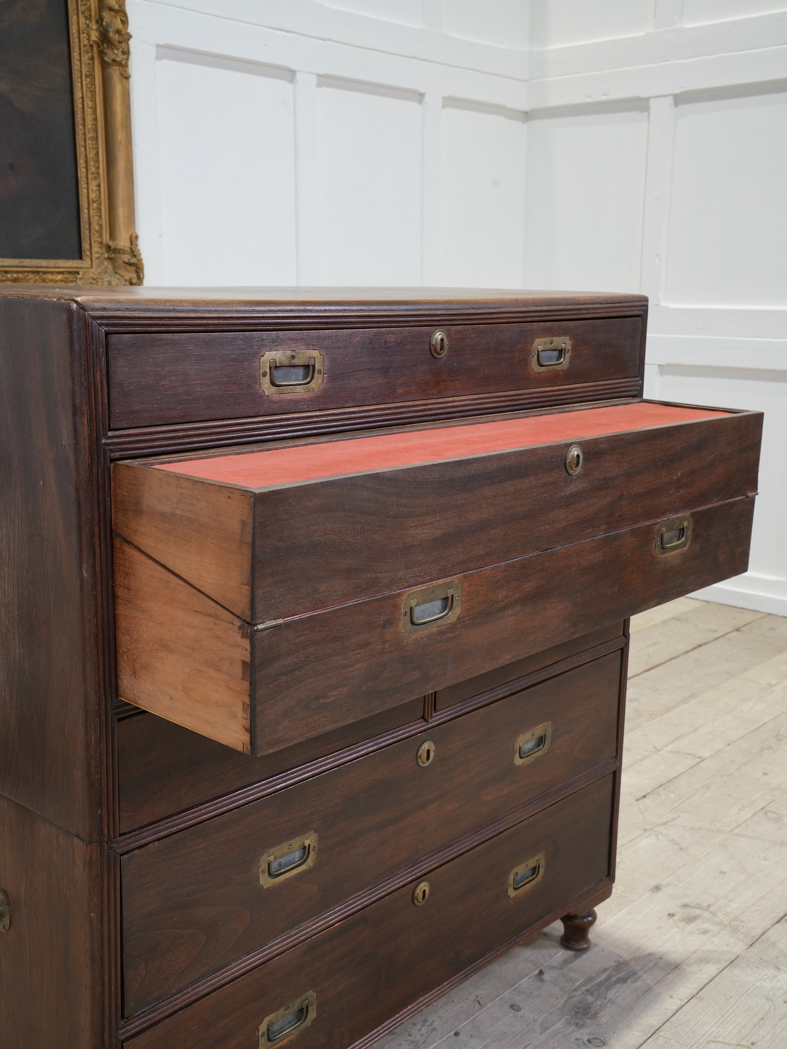 A Mid 19th Century Campaign Secretaire Chest