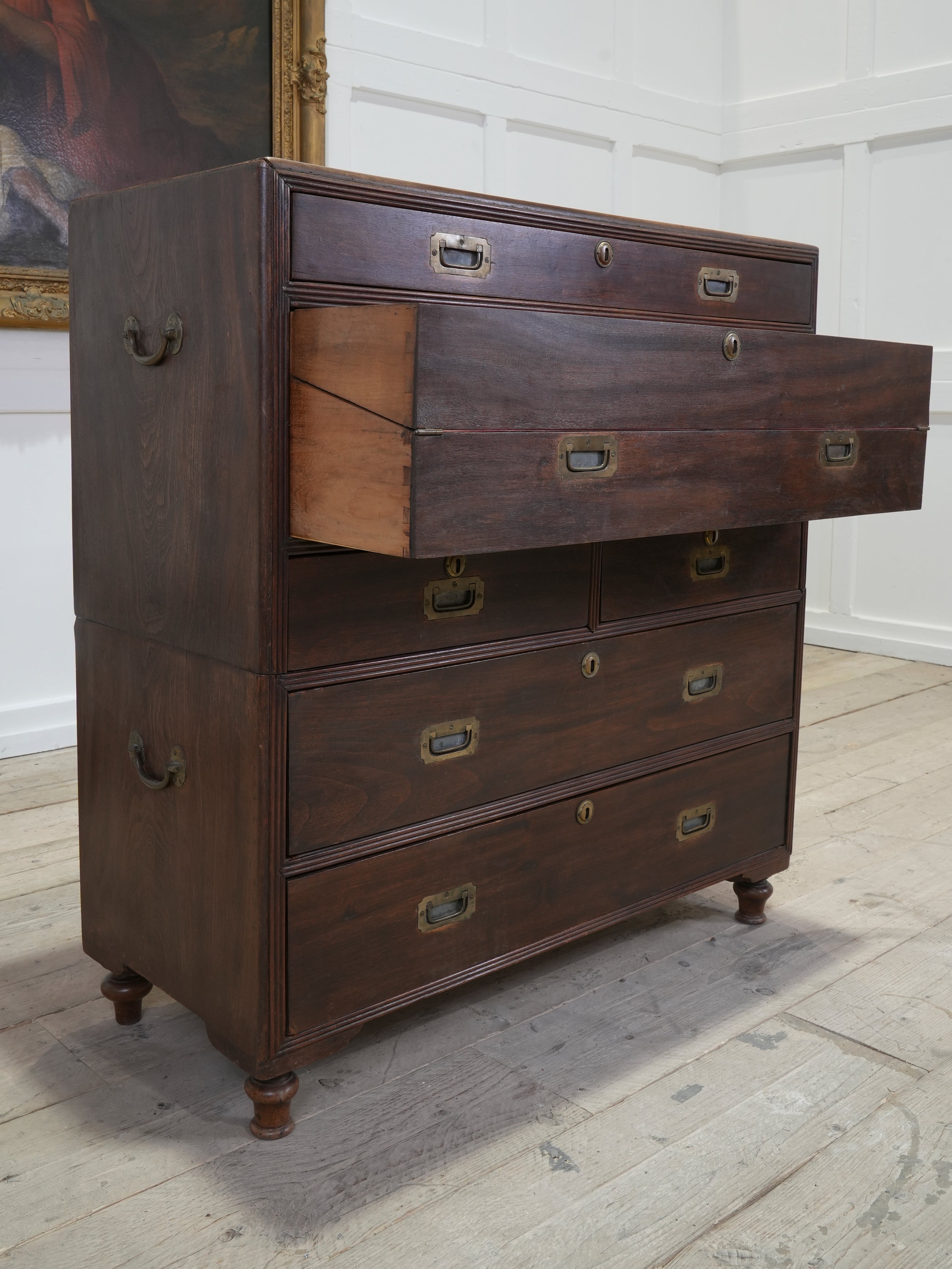 A Mid 19th Century Campaign Secretaire Chest