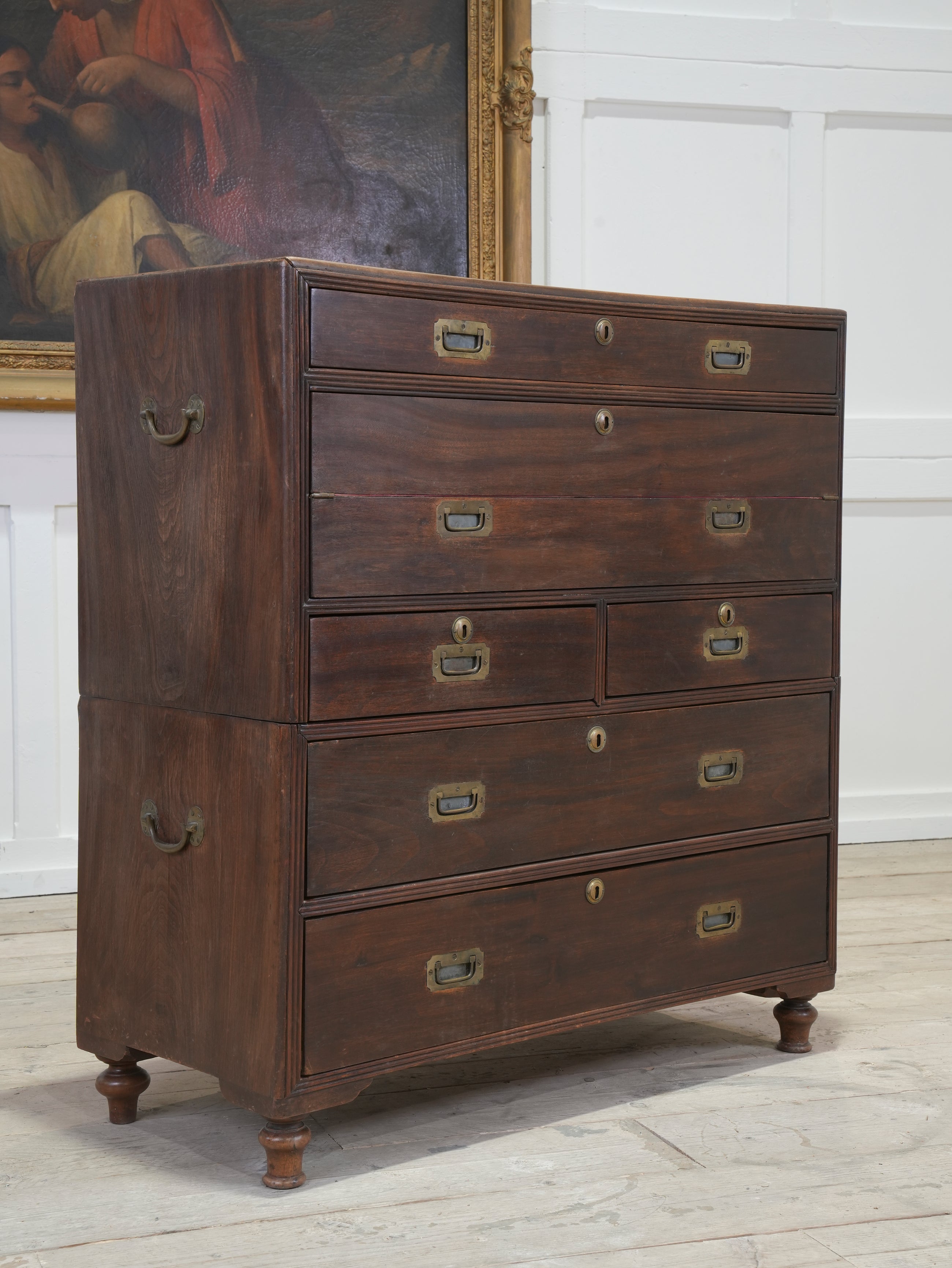 A Mid 19th Century Campaign Secretaire Chest