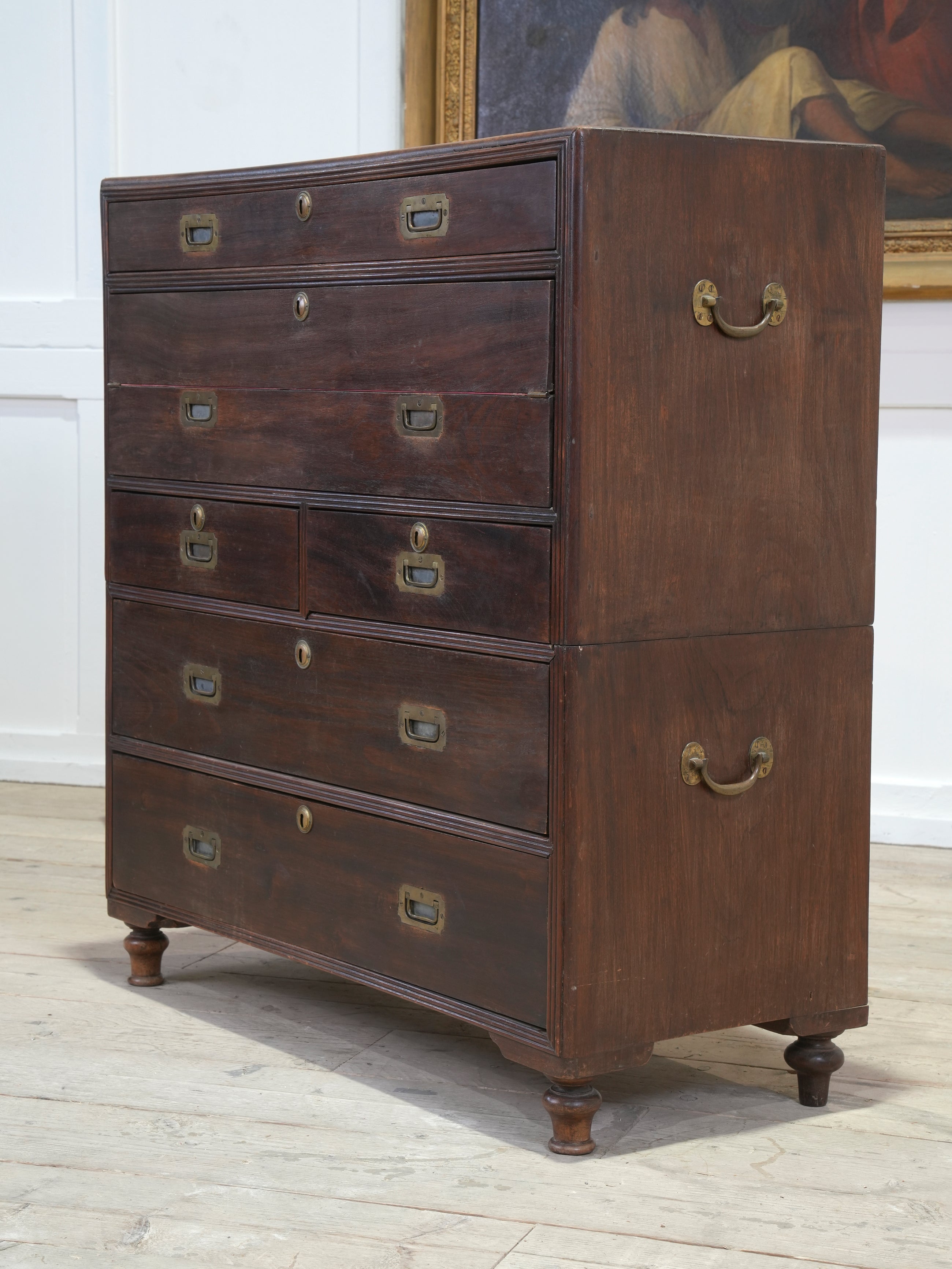 A Mid 19th Century Campaign Secretaire Chest