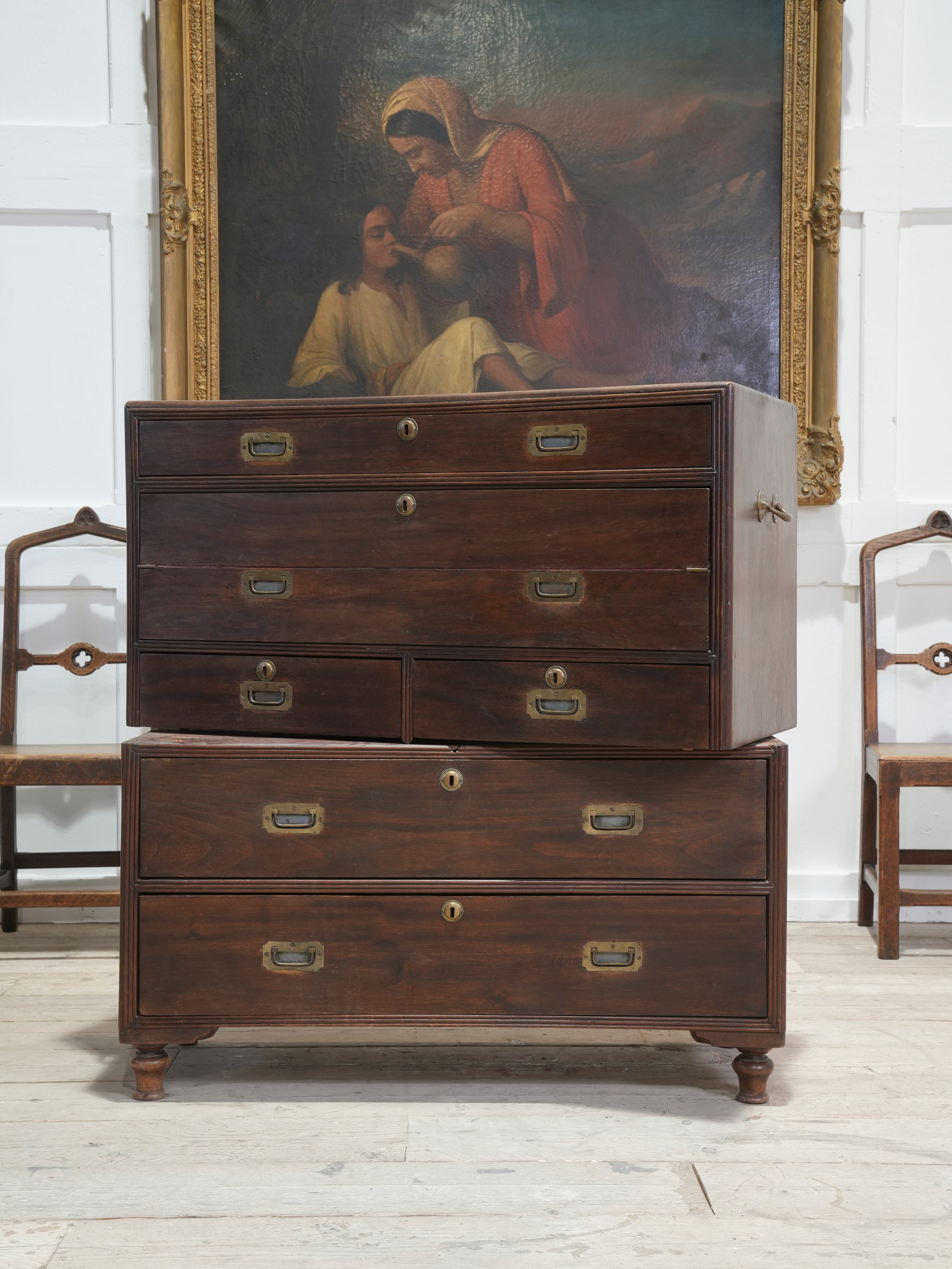 A Mid 19th Century Campaign Secretaire Chest