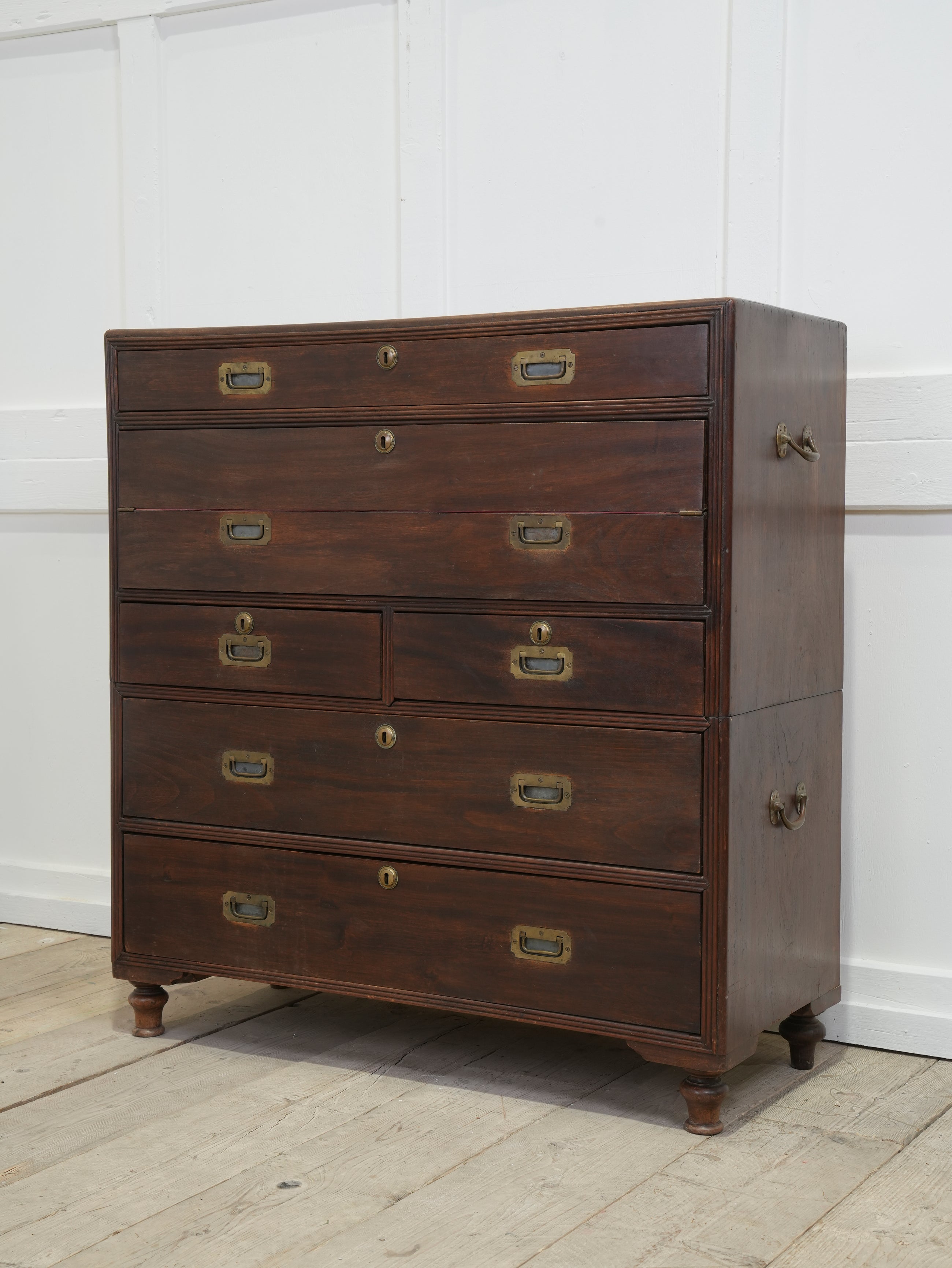 A Mid 19th Century Campaign Secretaire Chest