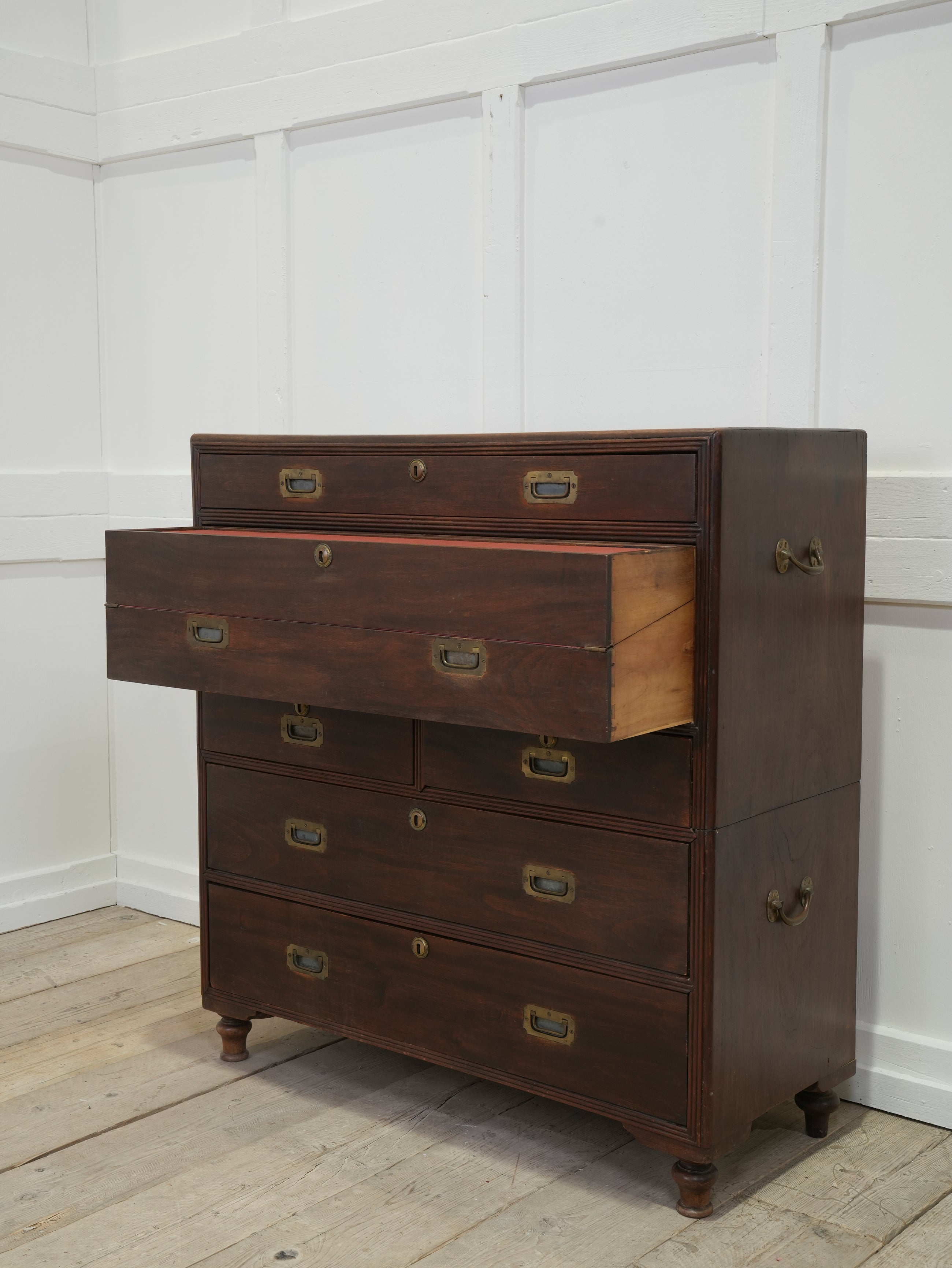 A Mid 19th Century Campaign Secretaire Chest