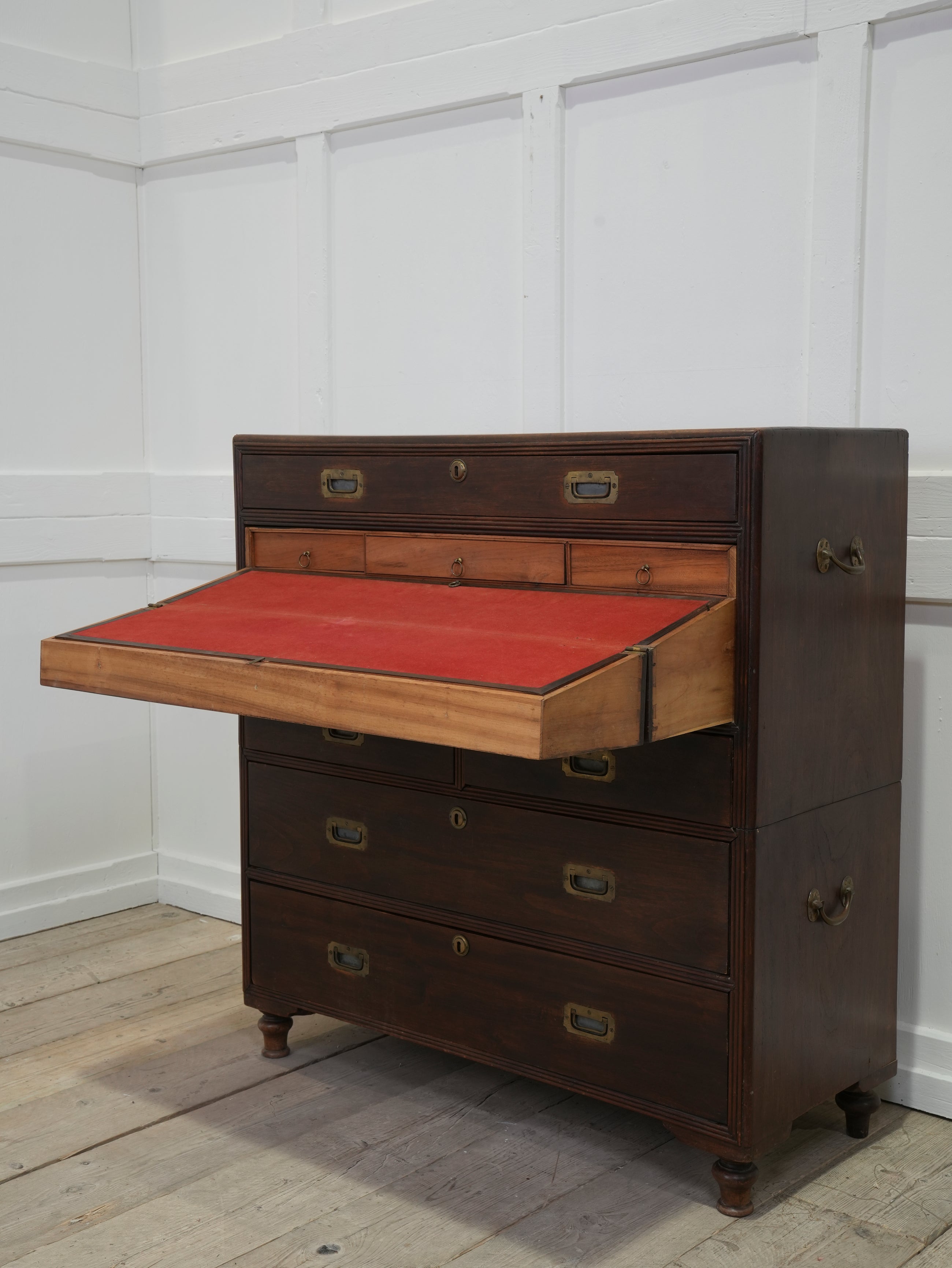 A Mid 19th Century Campaign Secretaire Chest