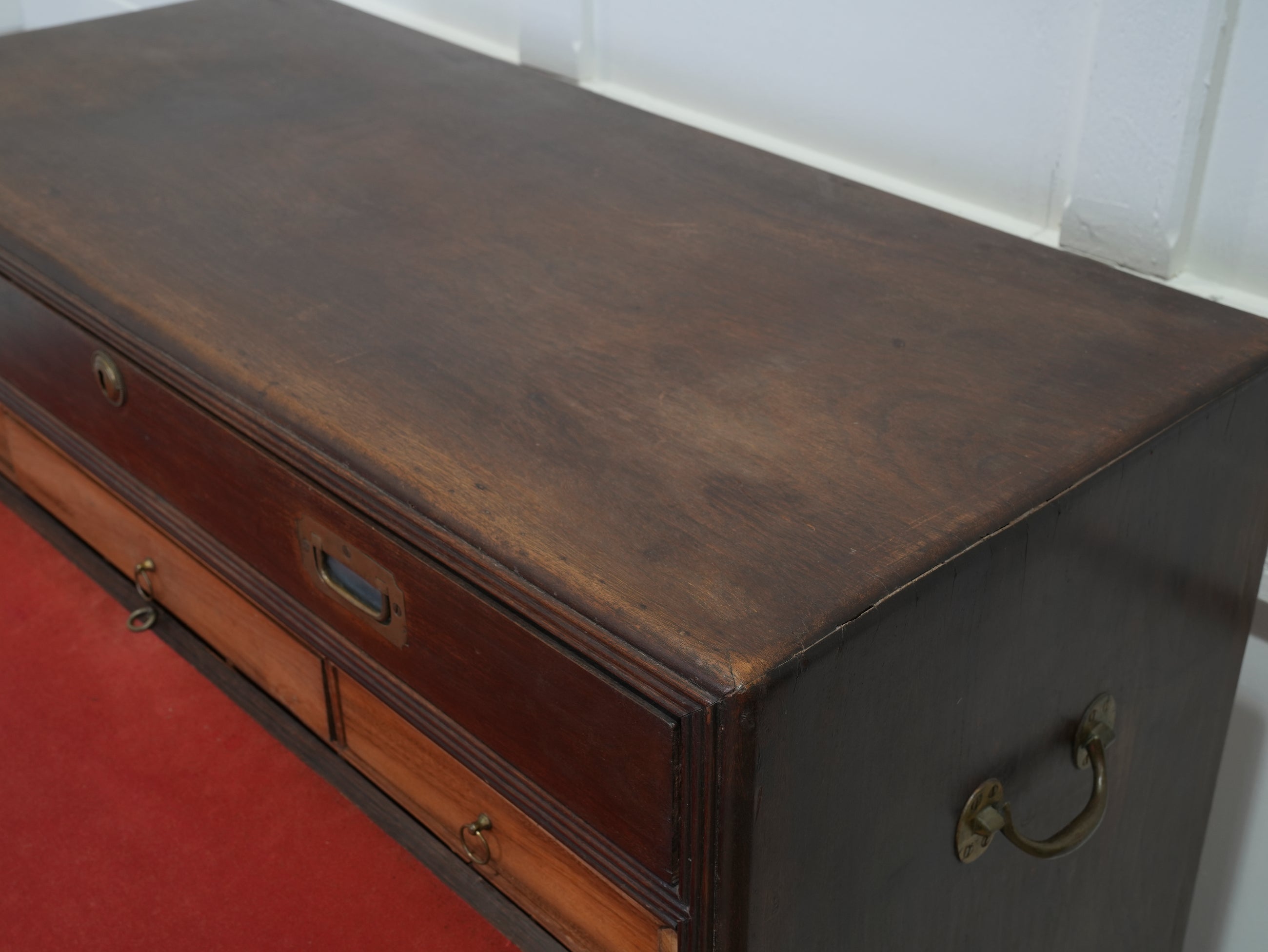 A Mid 19th Century Campaign Secretaire Chest