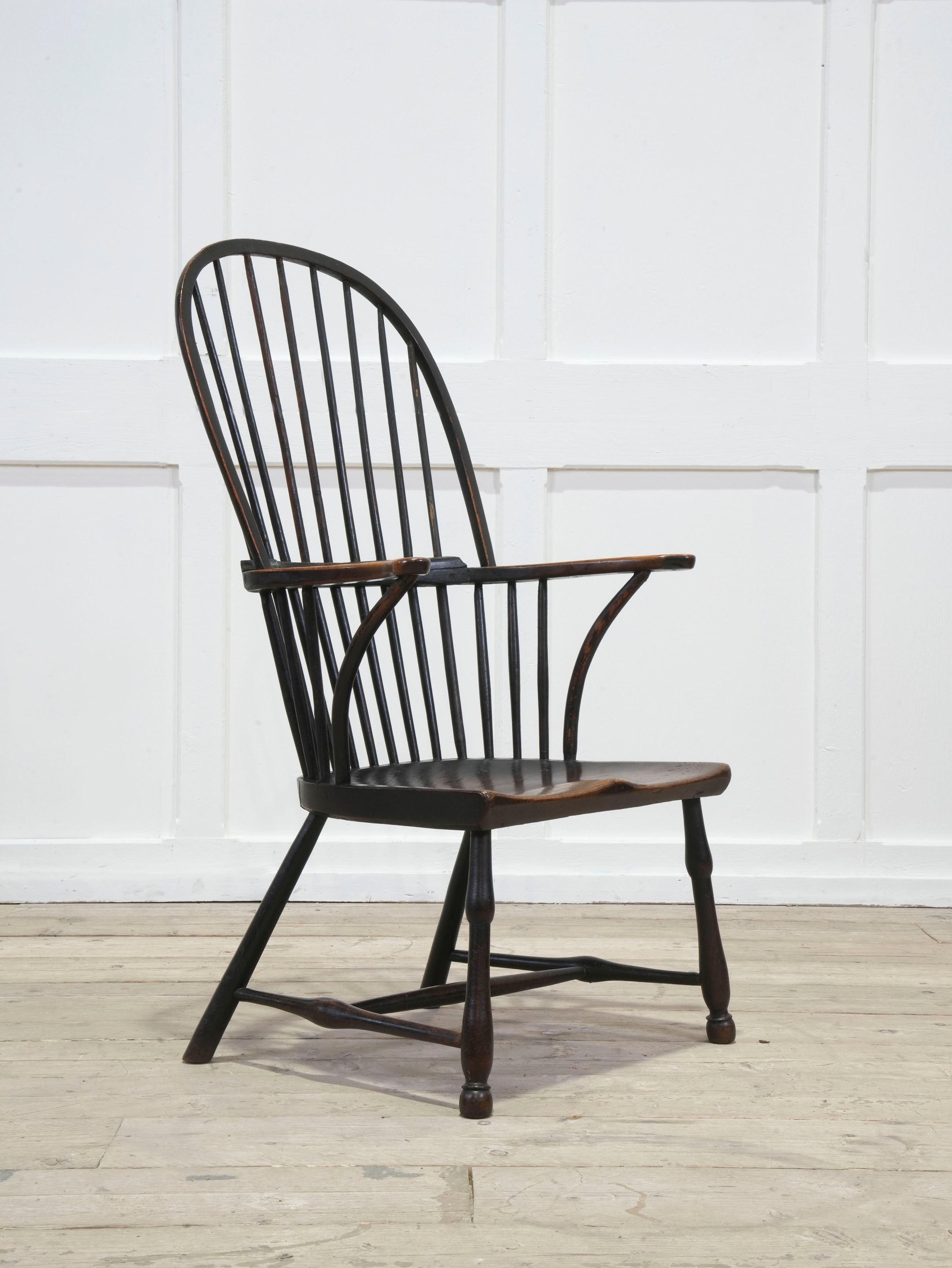 A Late 18th Century Painted Bow Backed Windsor Armchair